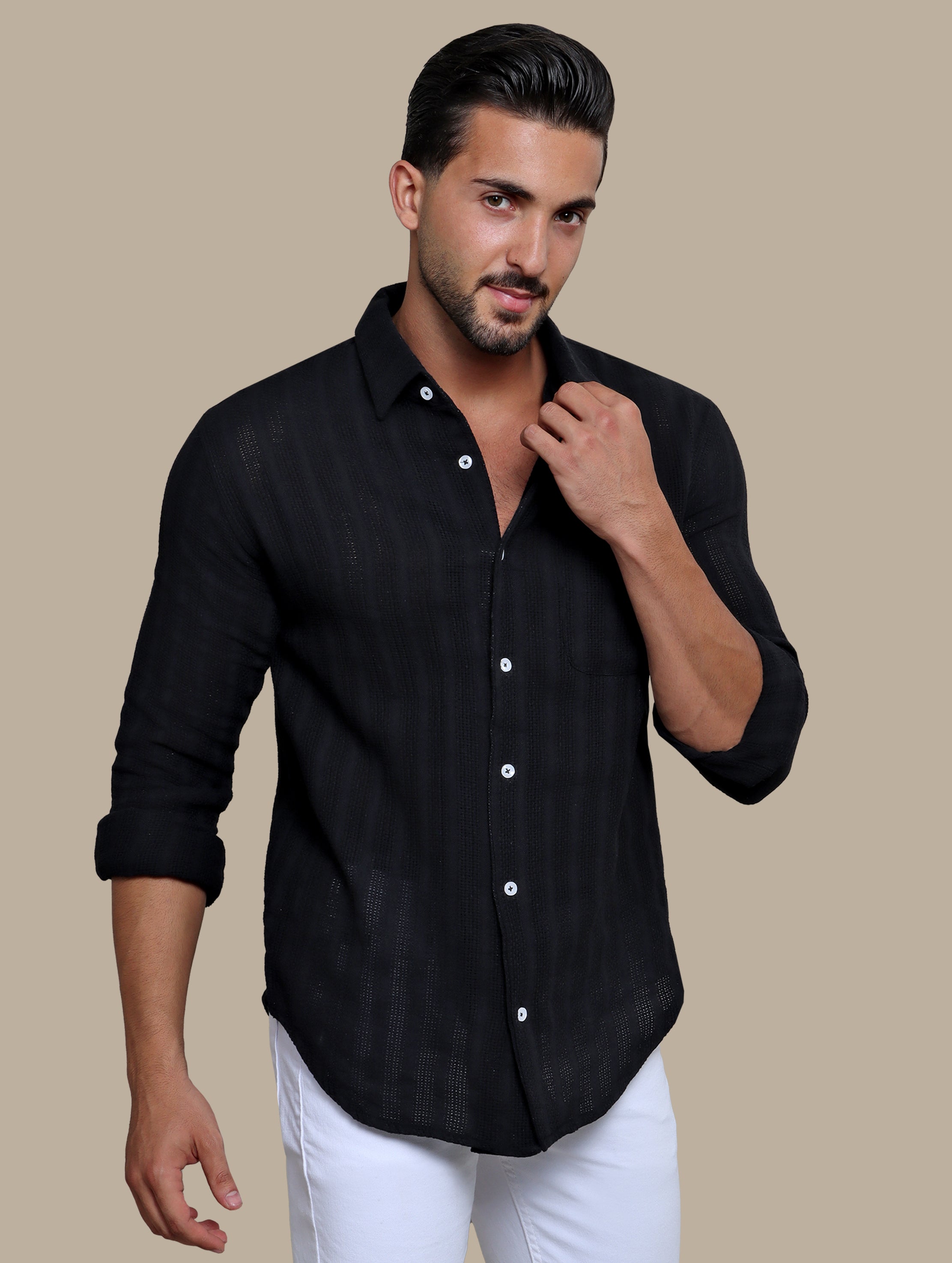 Shirt Canvas With Pocket | Black
