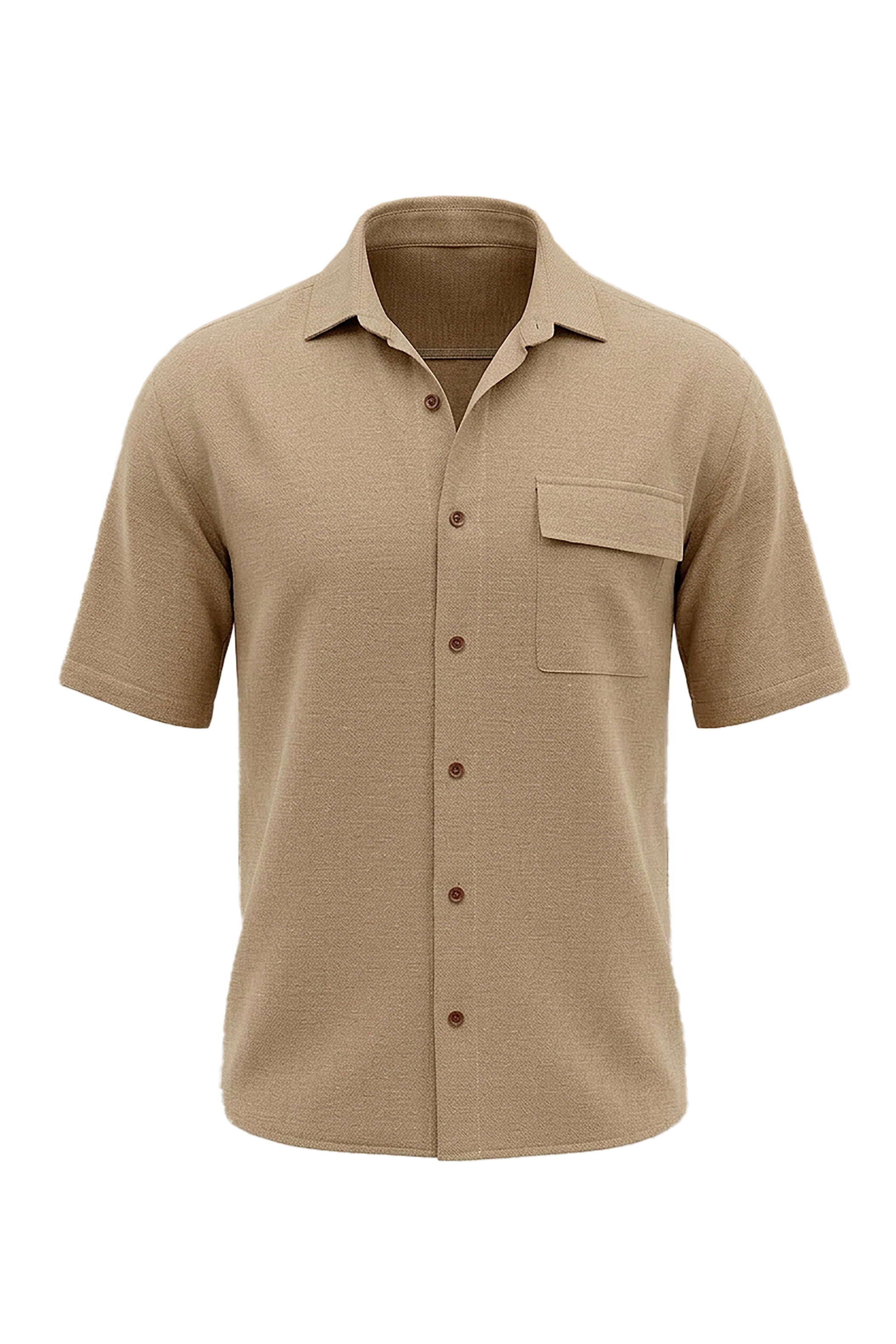 Shirt Linen 1 Pocket Short Sleeve | Camel