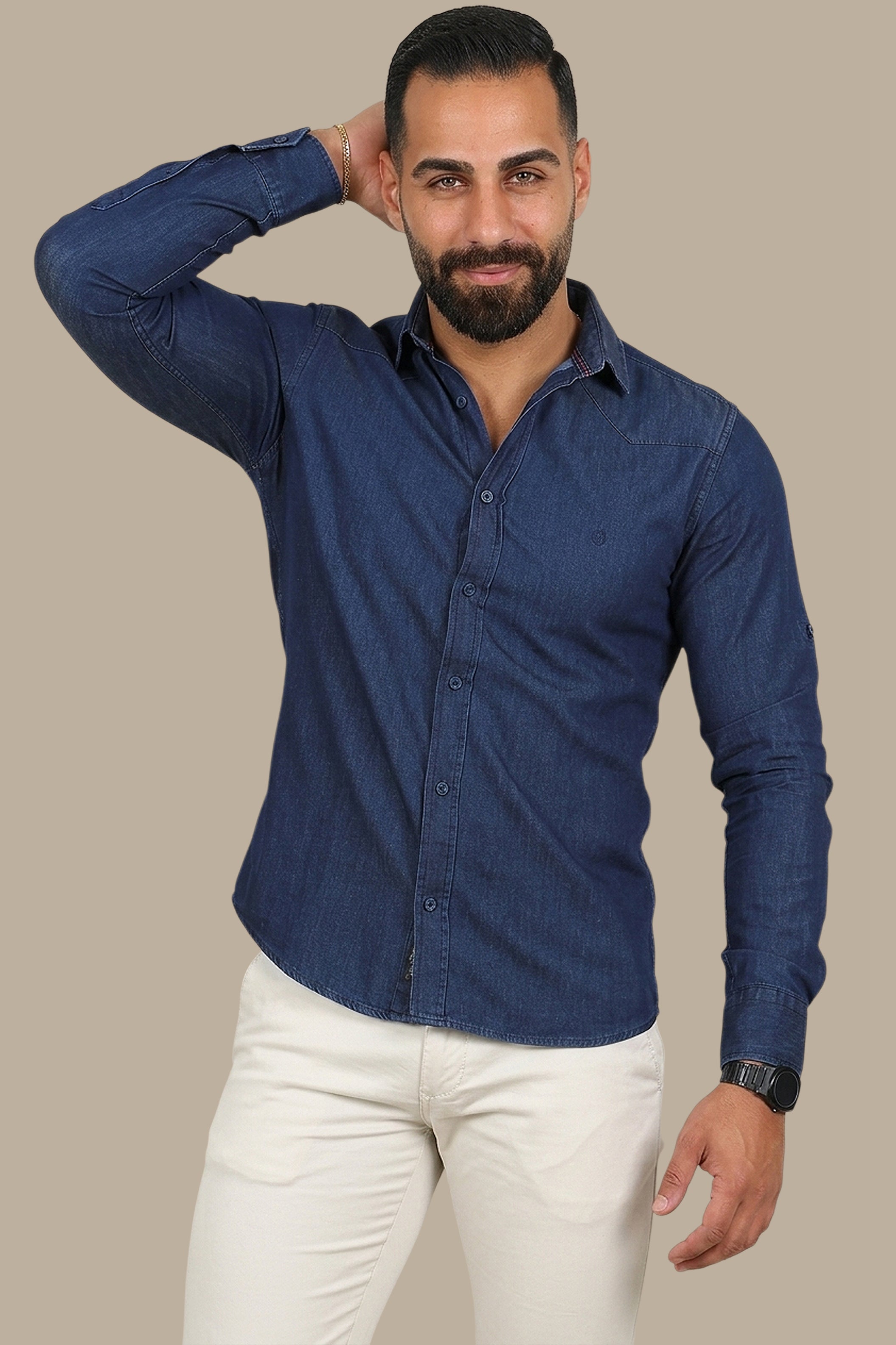 Shirt Denim Inside Print | Dark Blue