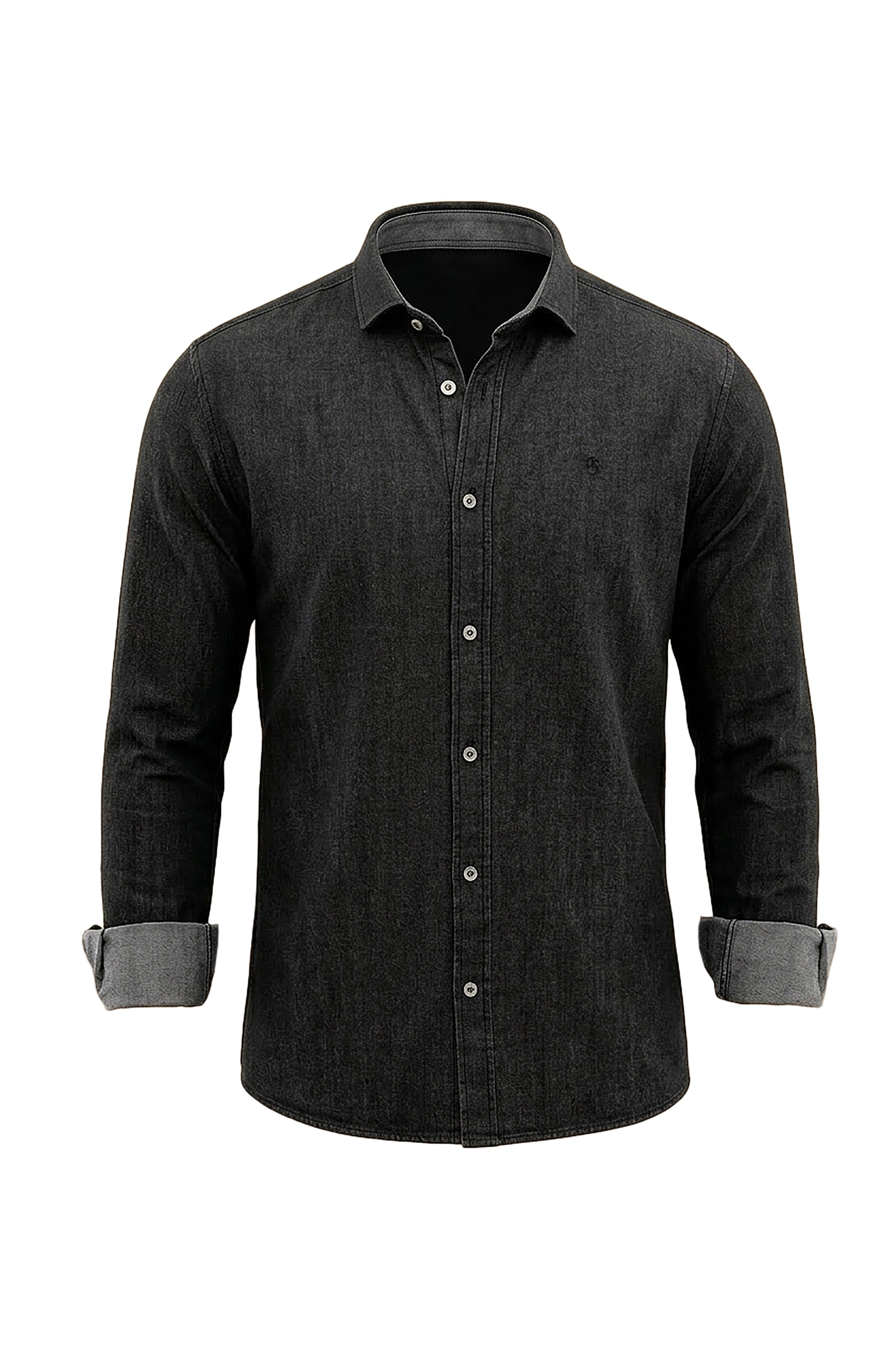 Blue Denim Shirt with Inner Print Detail