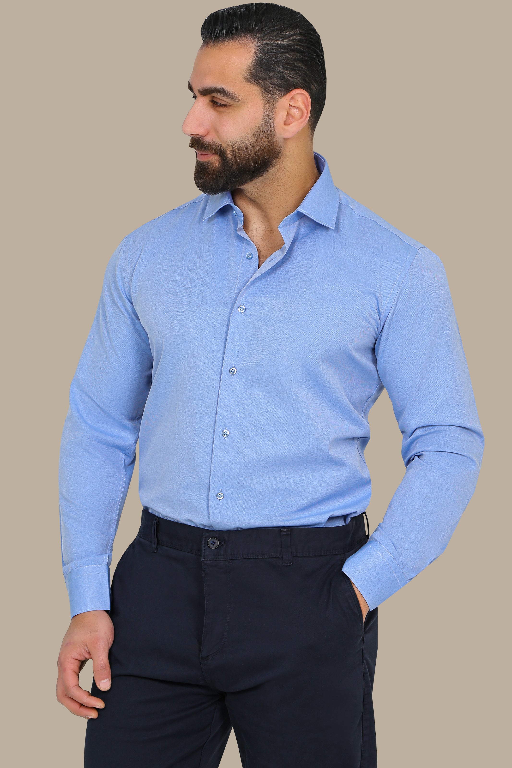 Dark Blue Chambray Slim Fit Shirt