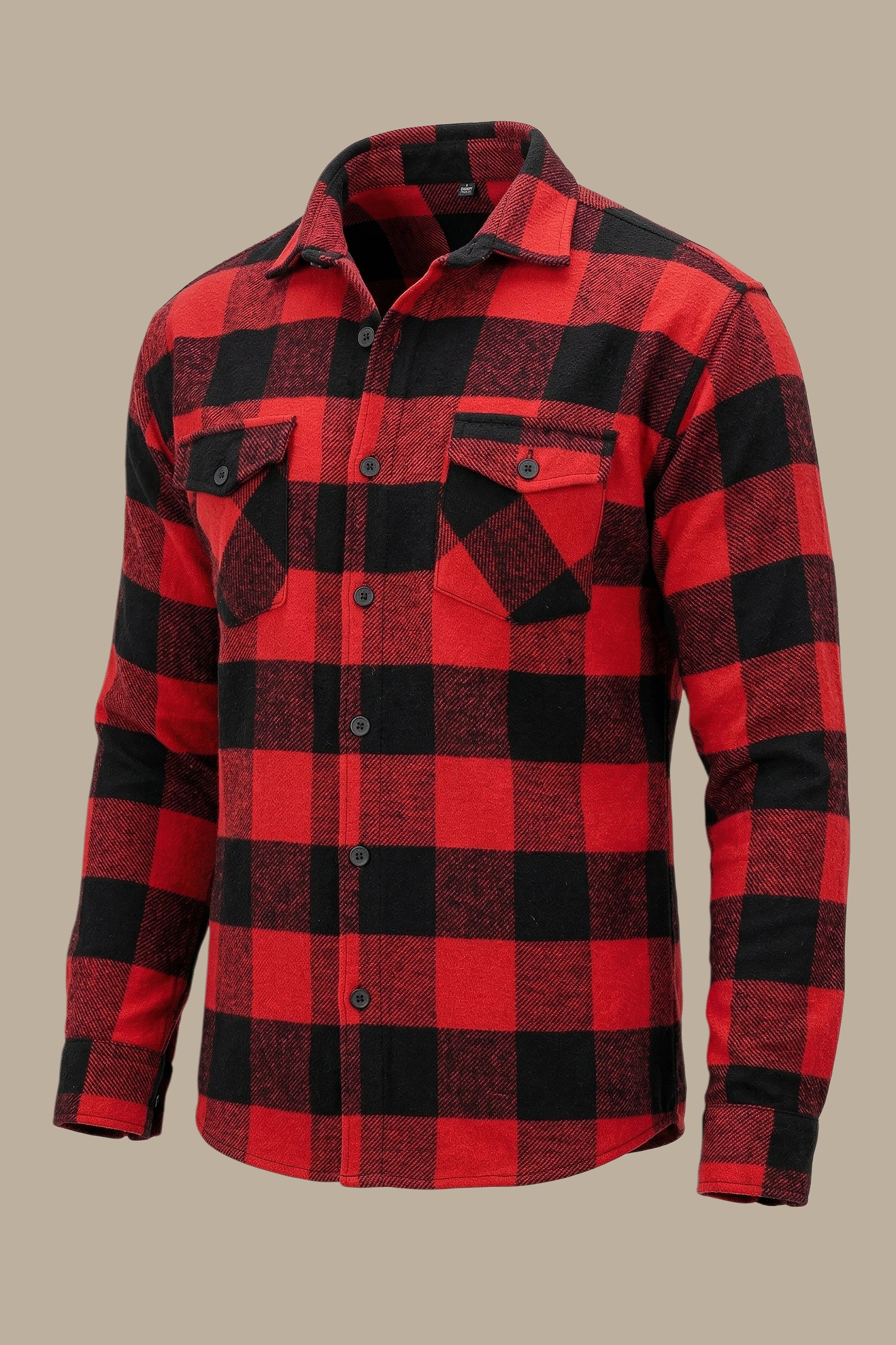 Checked Red Overshirt with Flap Pockets