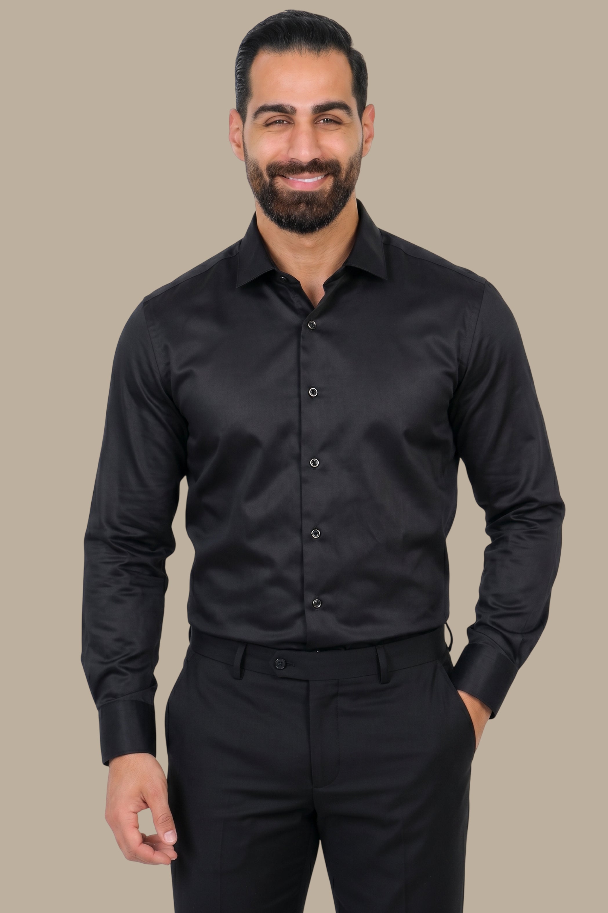 Shirt Tuxedo Col Cassé Black