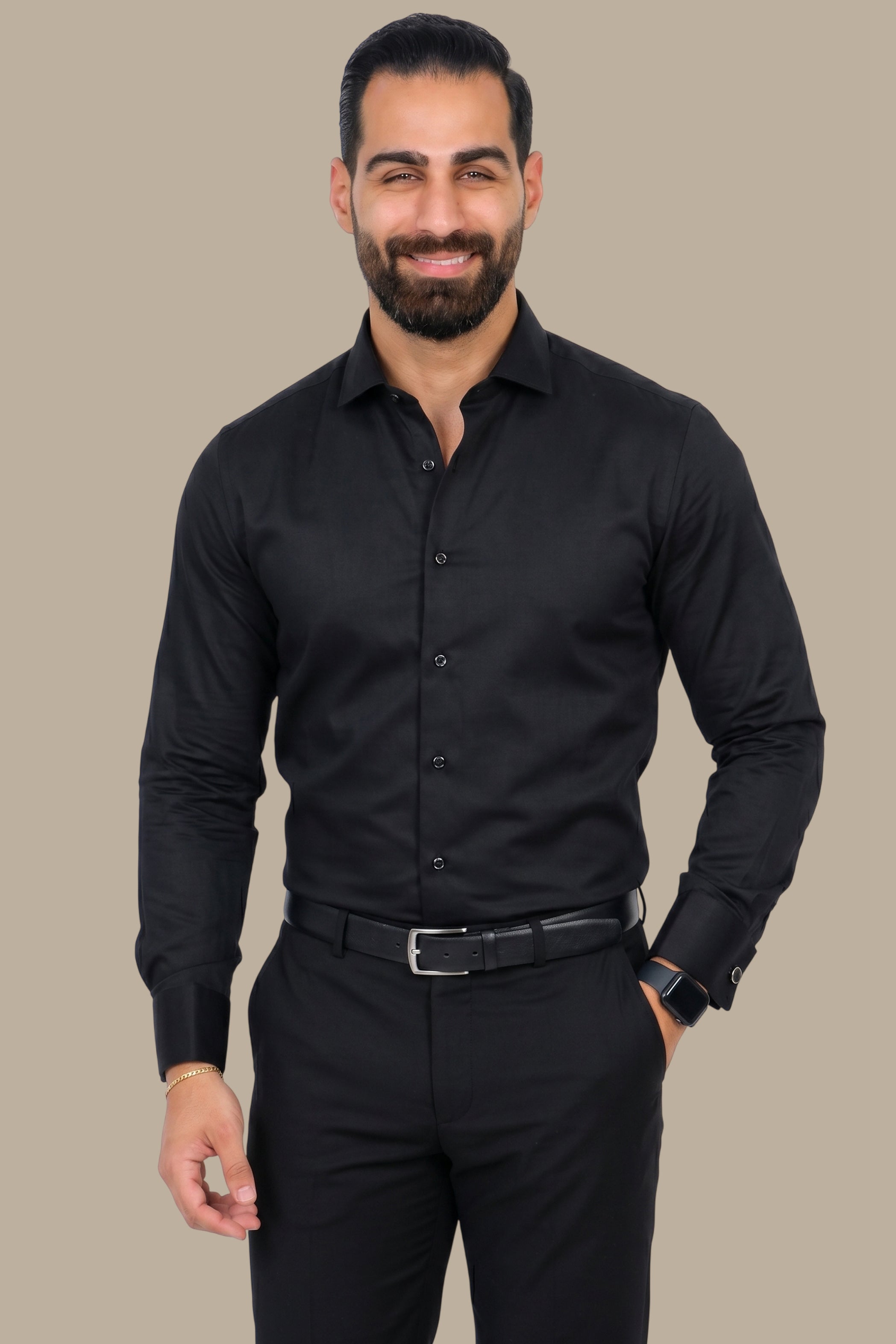 Shirt Tuxedo Col Cassé Black