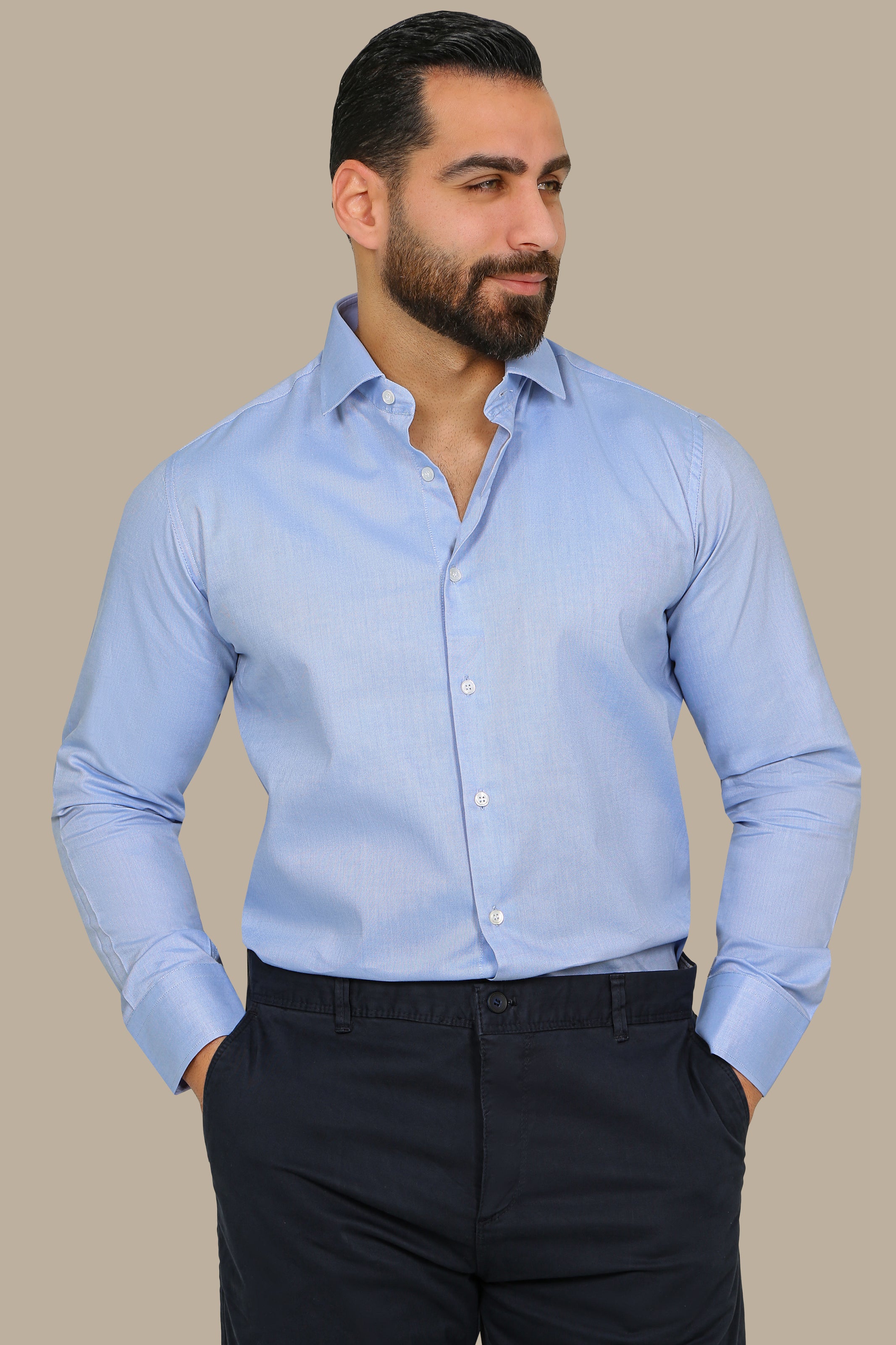Classic Comfort: Soft Oxford Blue Shirt