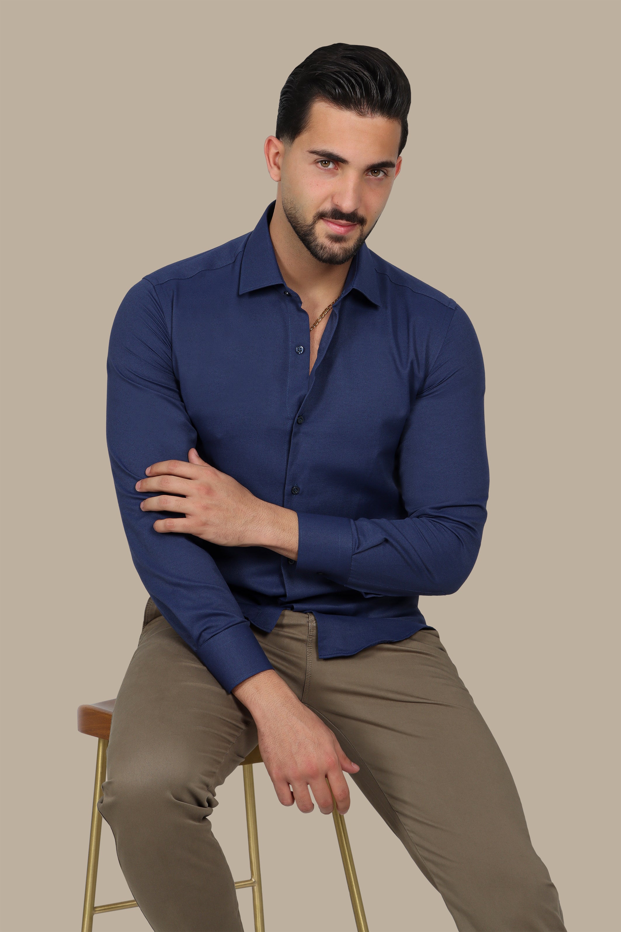 Navy Slim Oxford Shirt