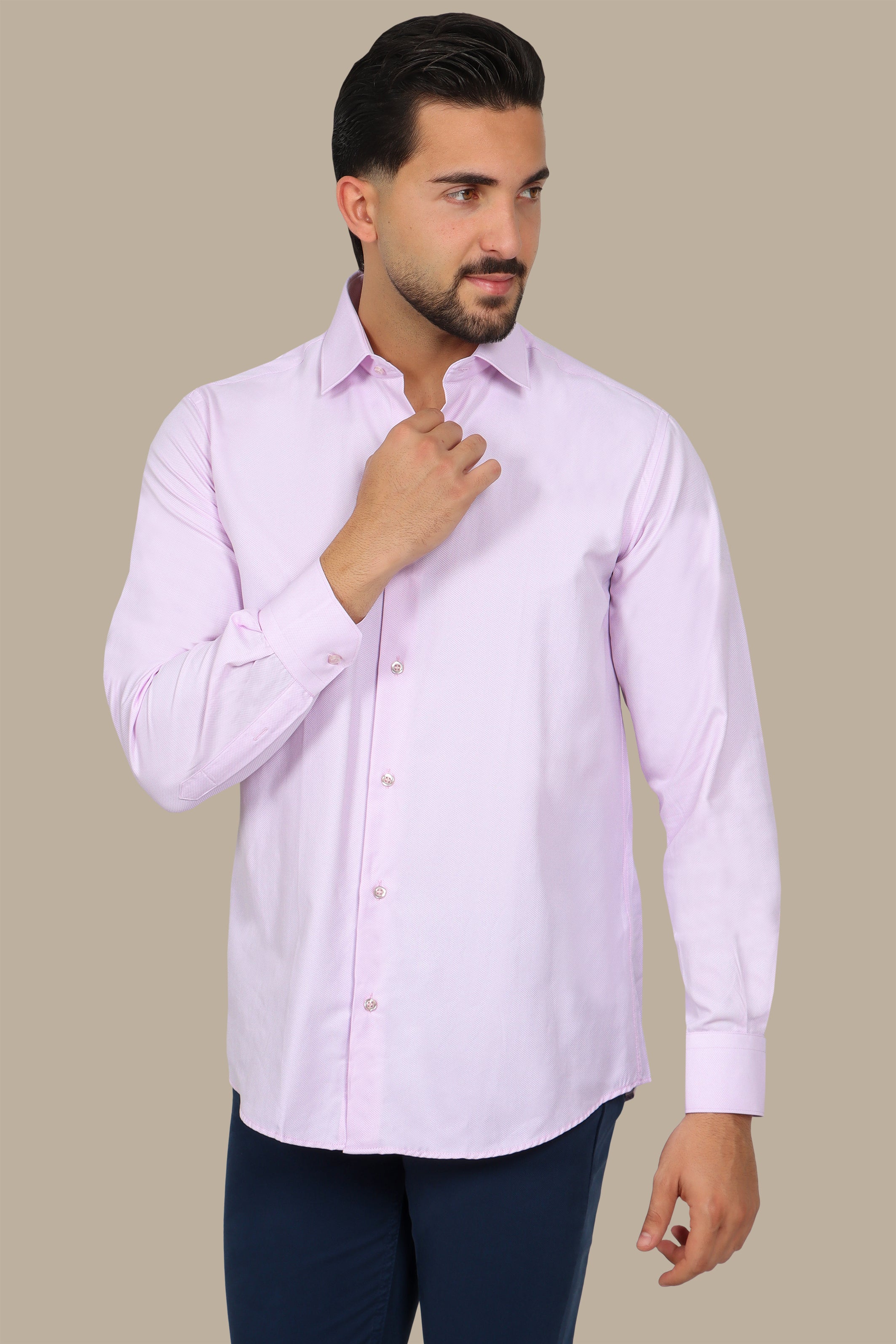 Pink Structured Regular Shirt