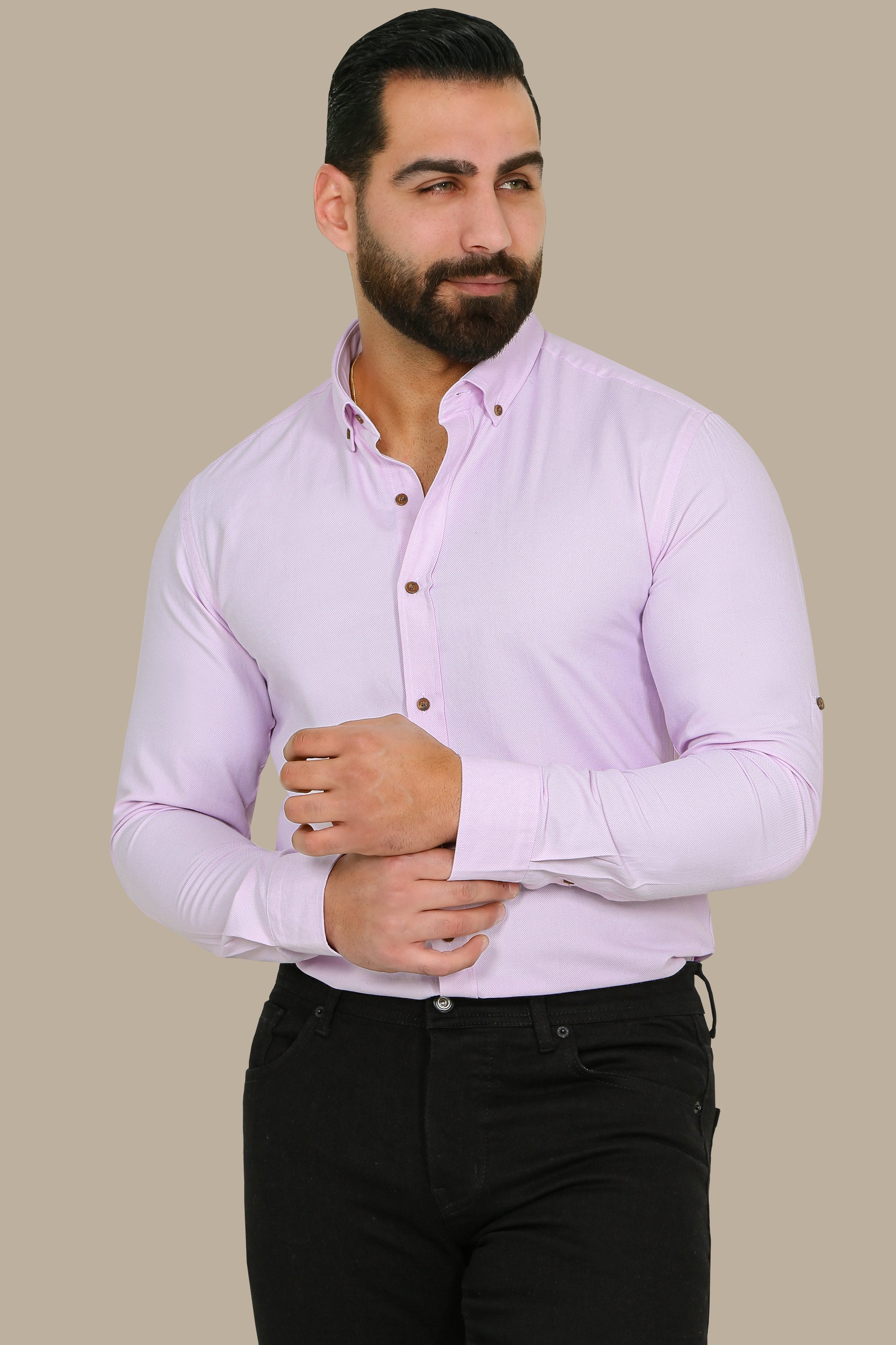 Elegant Rose: Men's Pink Oxford Casual Shirt