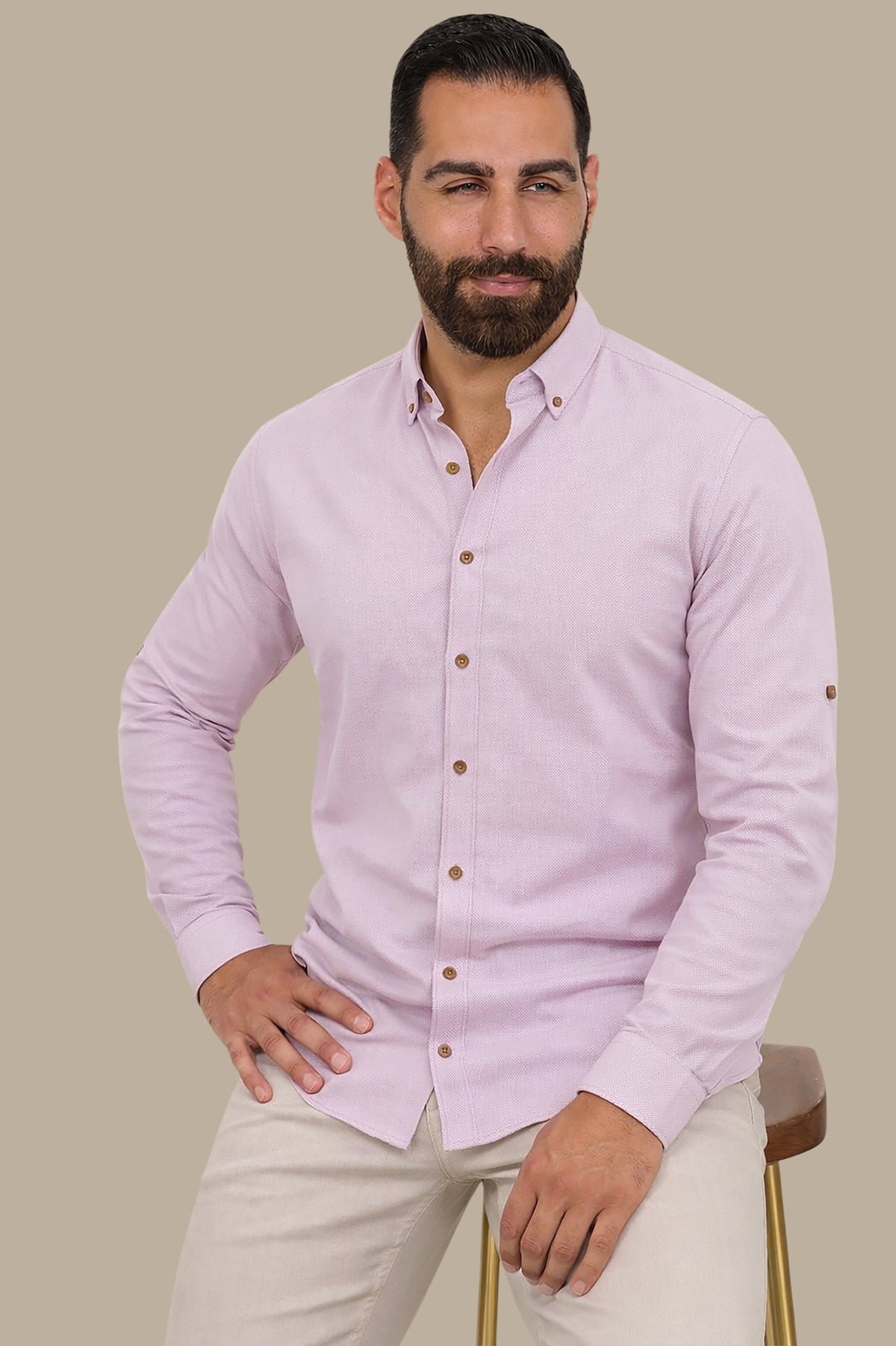 Elegant Rose: Men's Pink Oxford Casual Shirt
