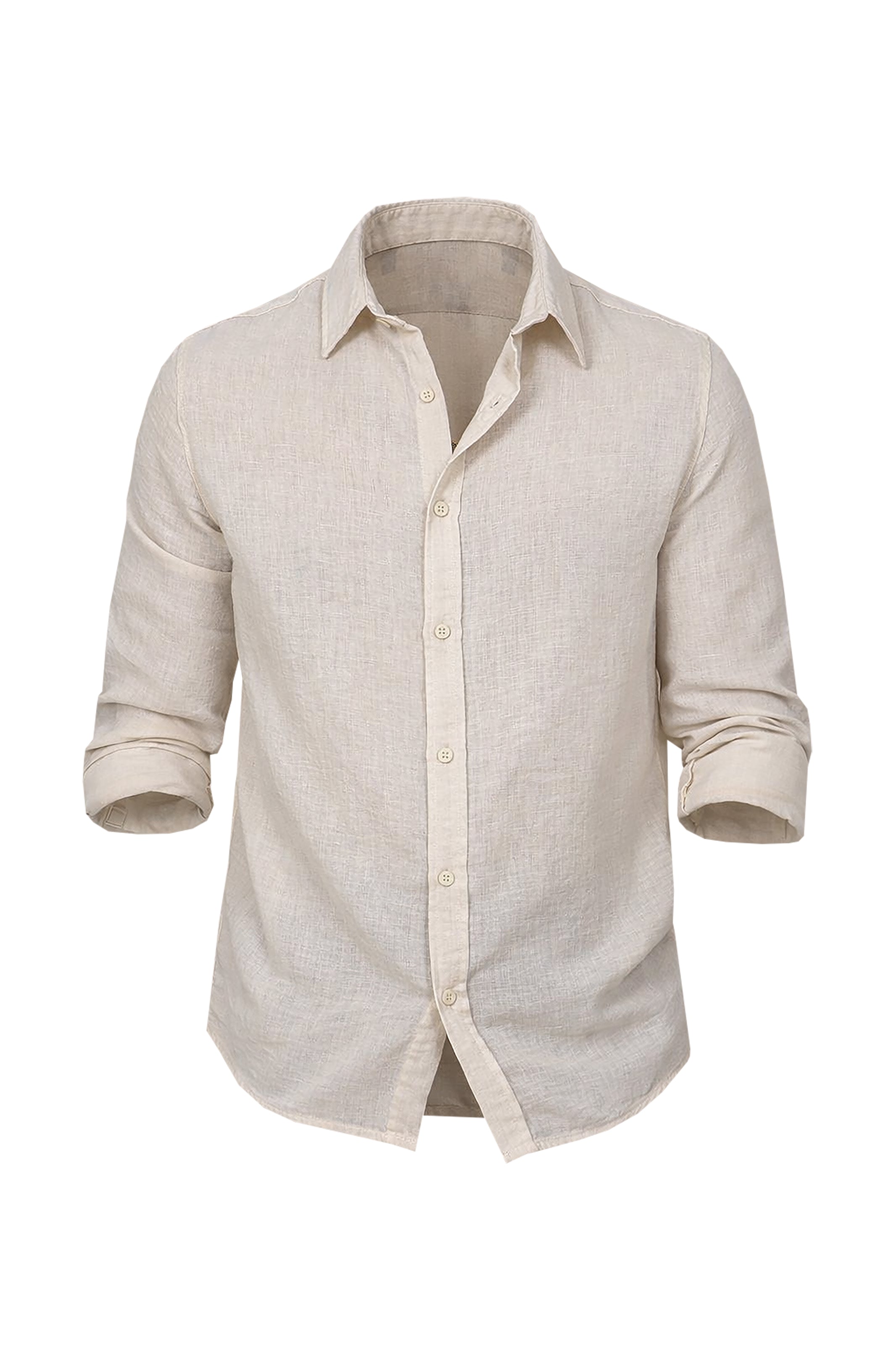 Timeless Comfort: Beige Linen Long Sleeve Shirt