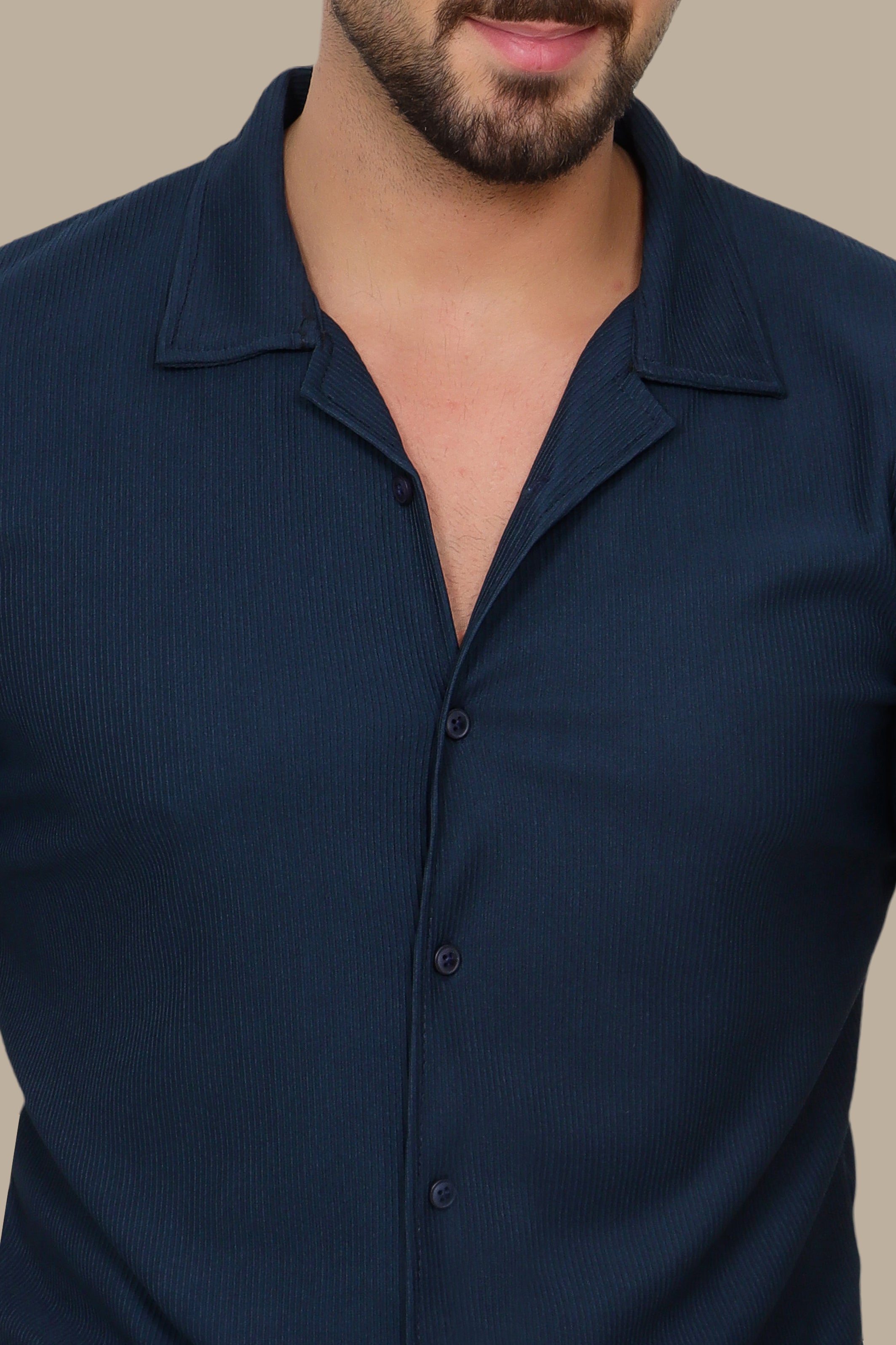 Petrol Ribbed Plain Shirt