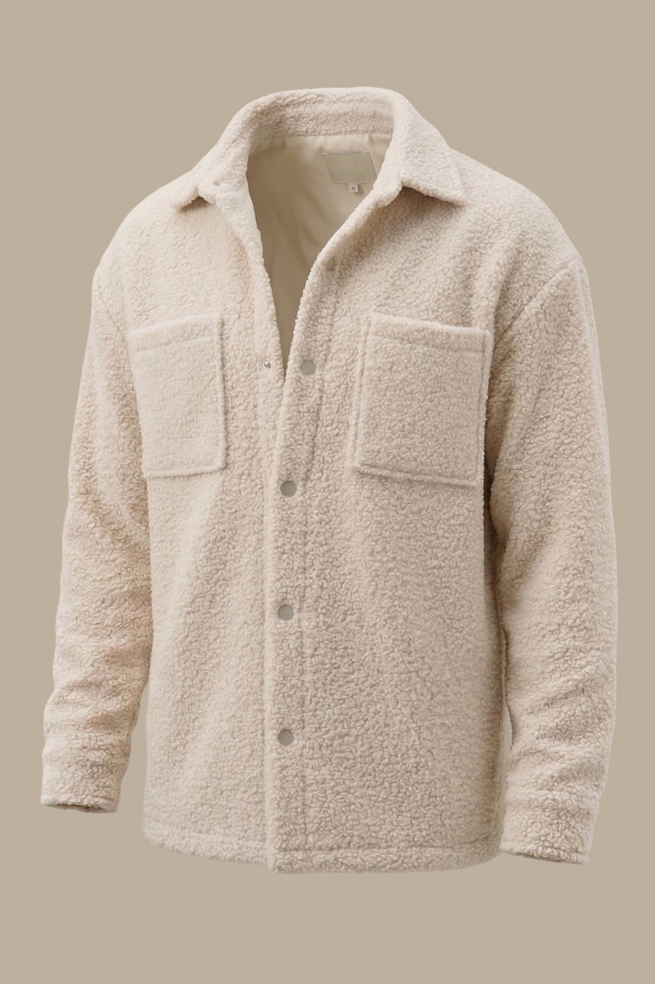 White Wool Oversized Overshirt with Two Pockets