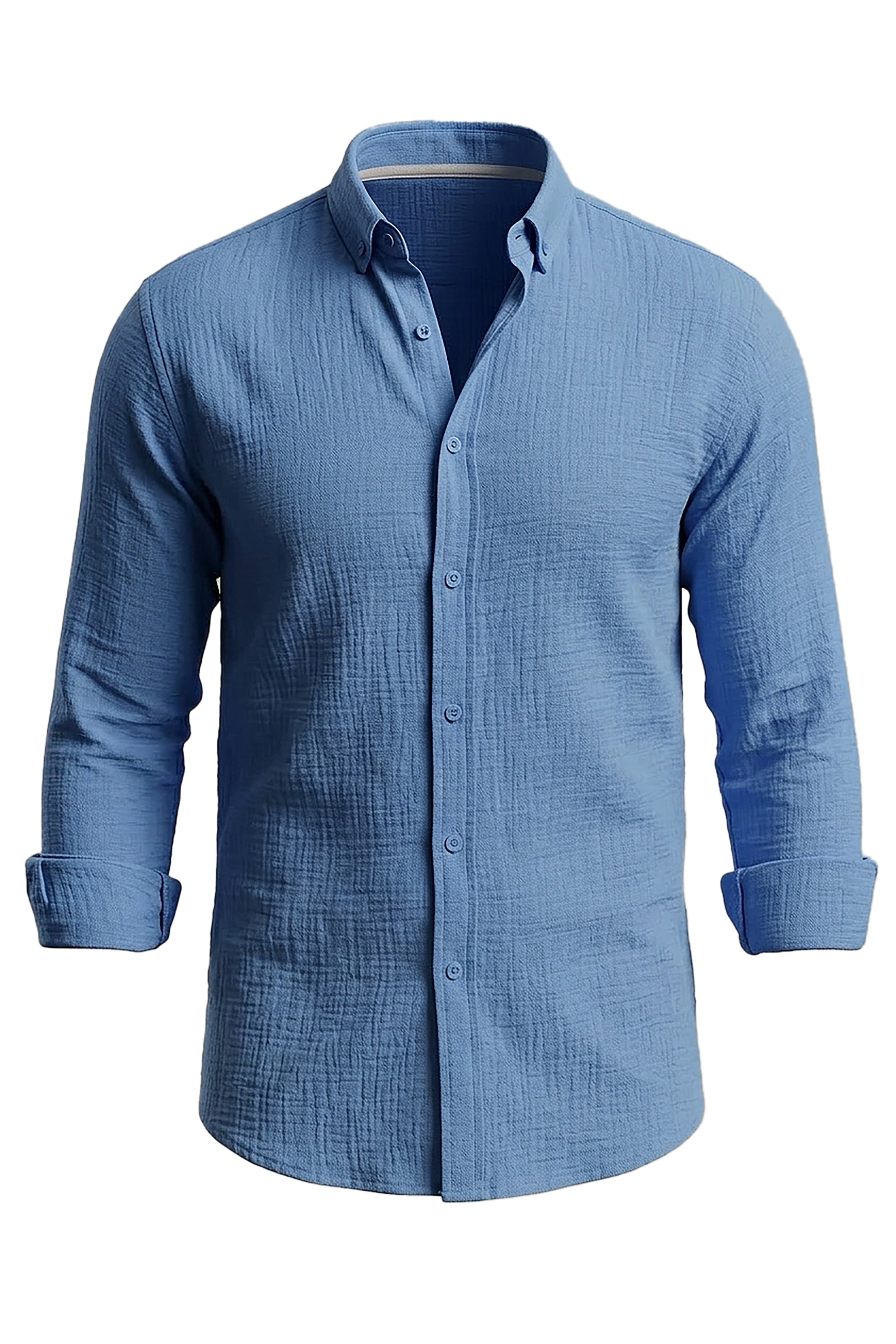 Coastal Charm: Light Blue Linen Button-Down Shirt