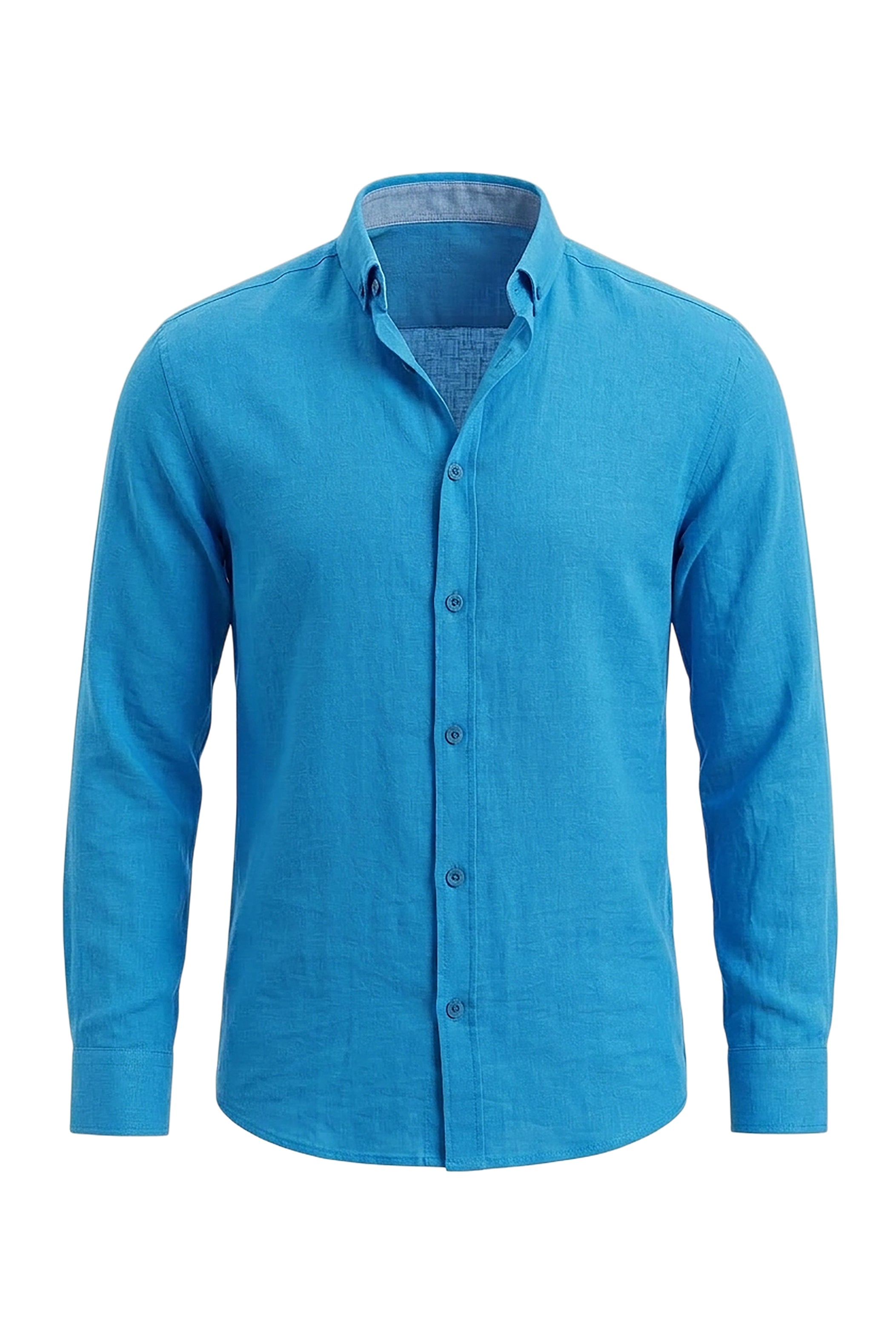 Turquoise Linen Aerobin Button-Down Shirt