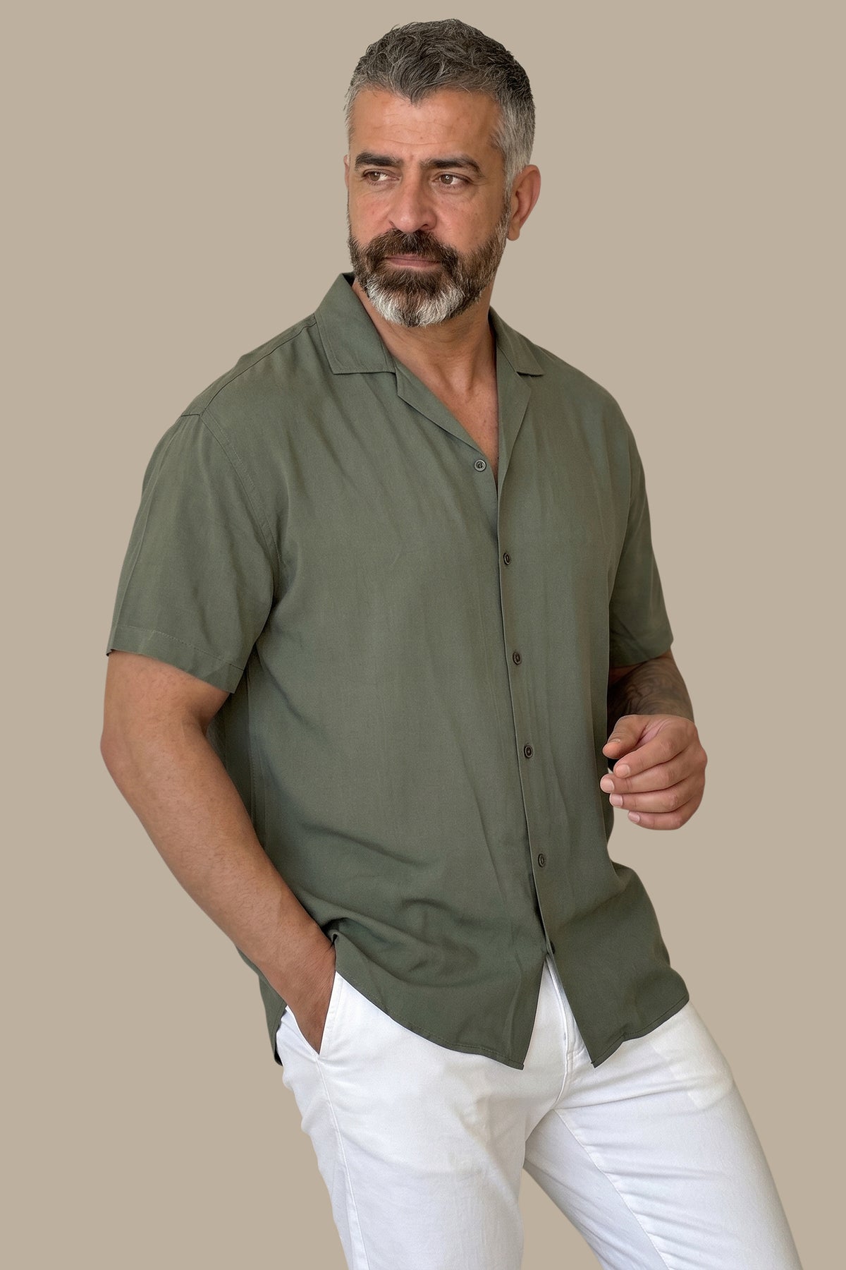 Short Sleeve Crepe Regular Fit Plain Shirt