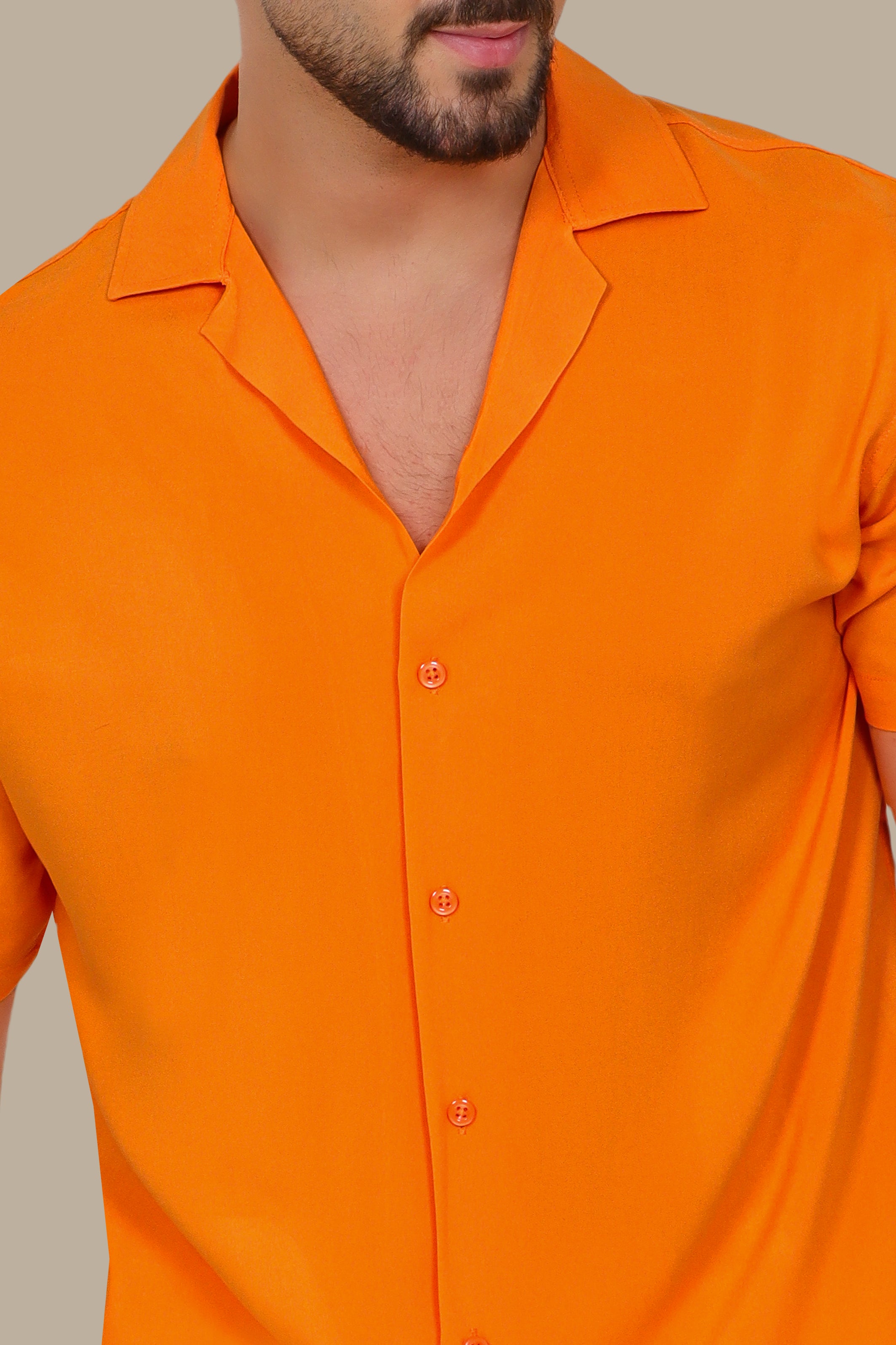 Warm Horizon: Short-Sleeve Crepe Shirt in Orange