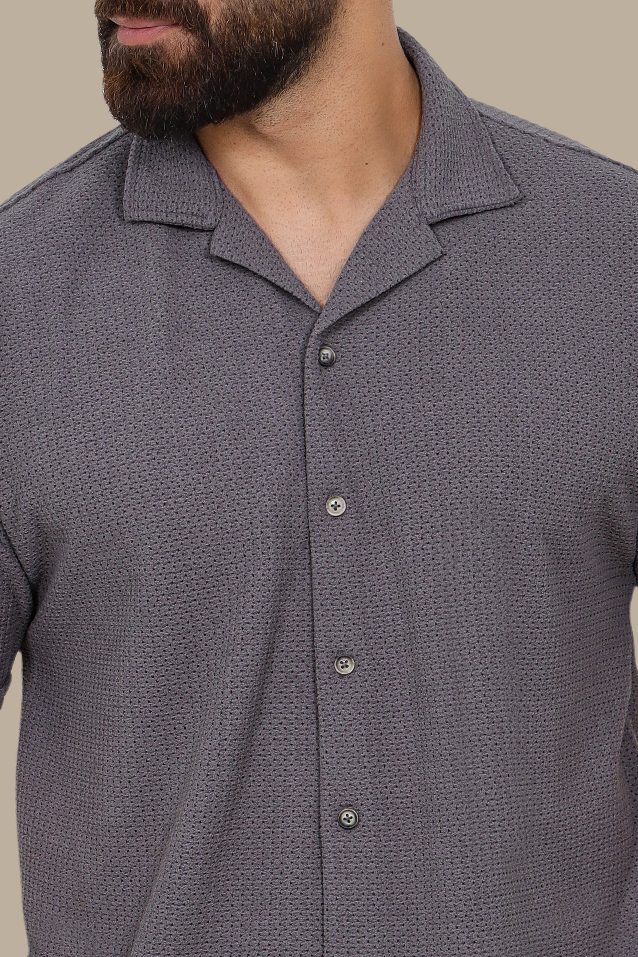 Grey Short-Sleeve Shirt – Regular Fit
