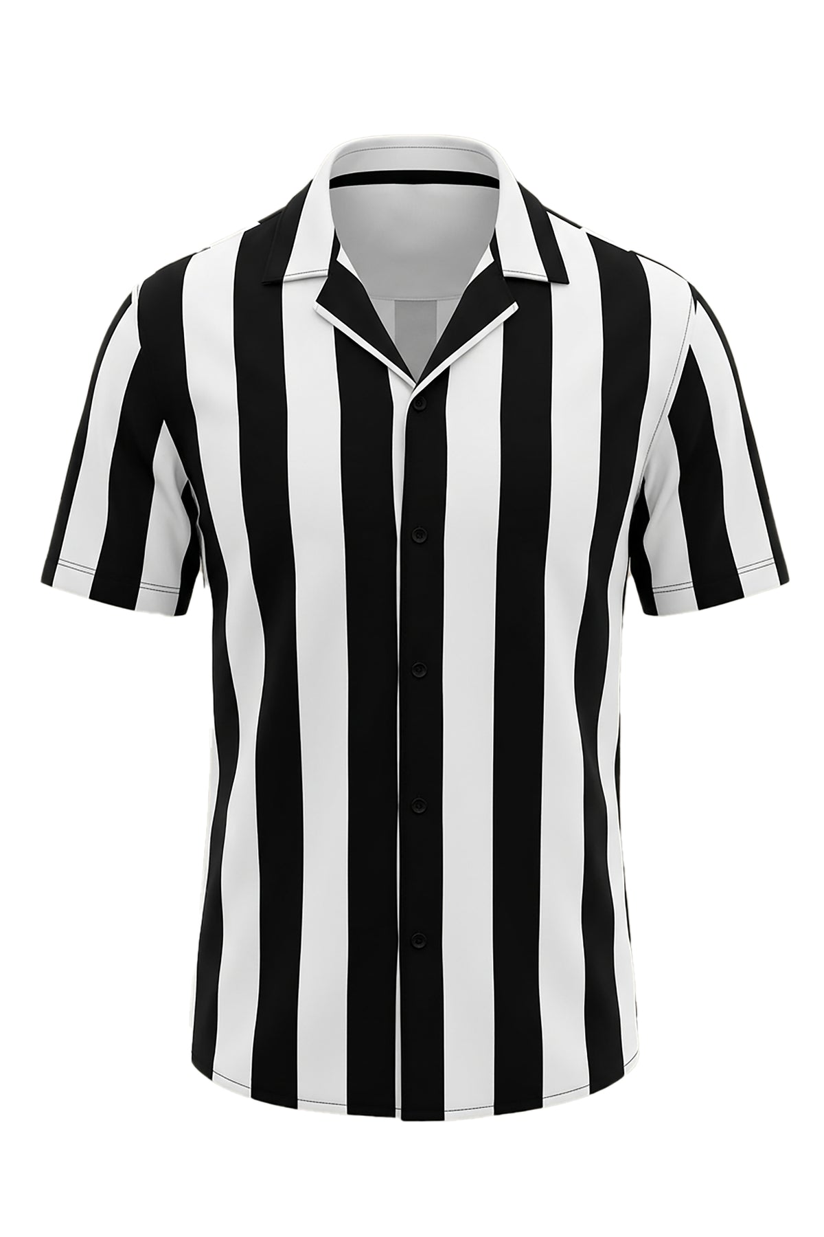 Striking Contrast: Black & White Striped Short-Sleeve Shirt