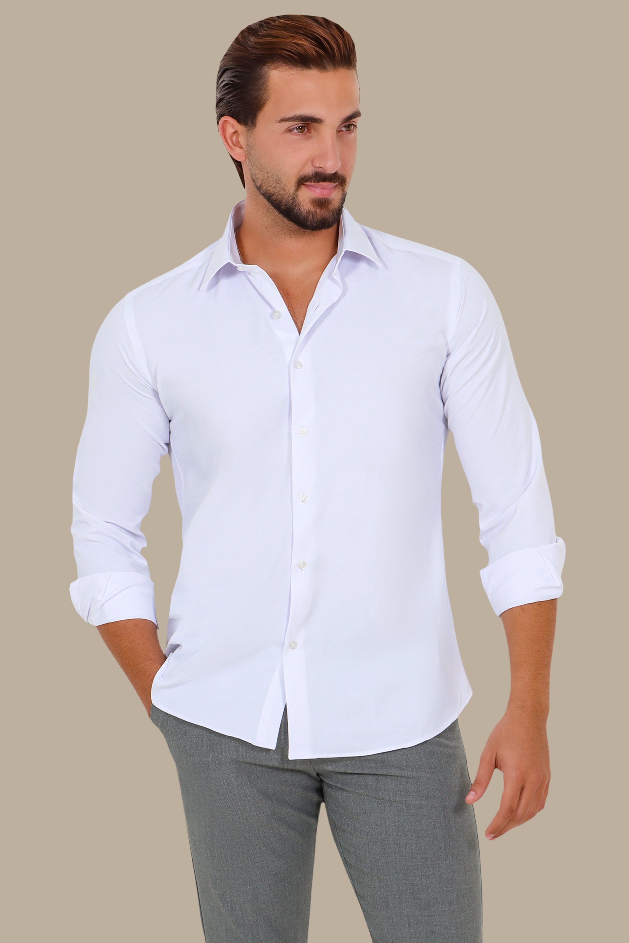Classic Soft Satin Shirt – White