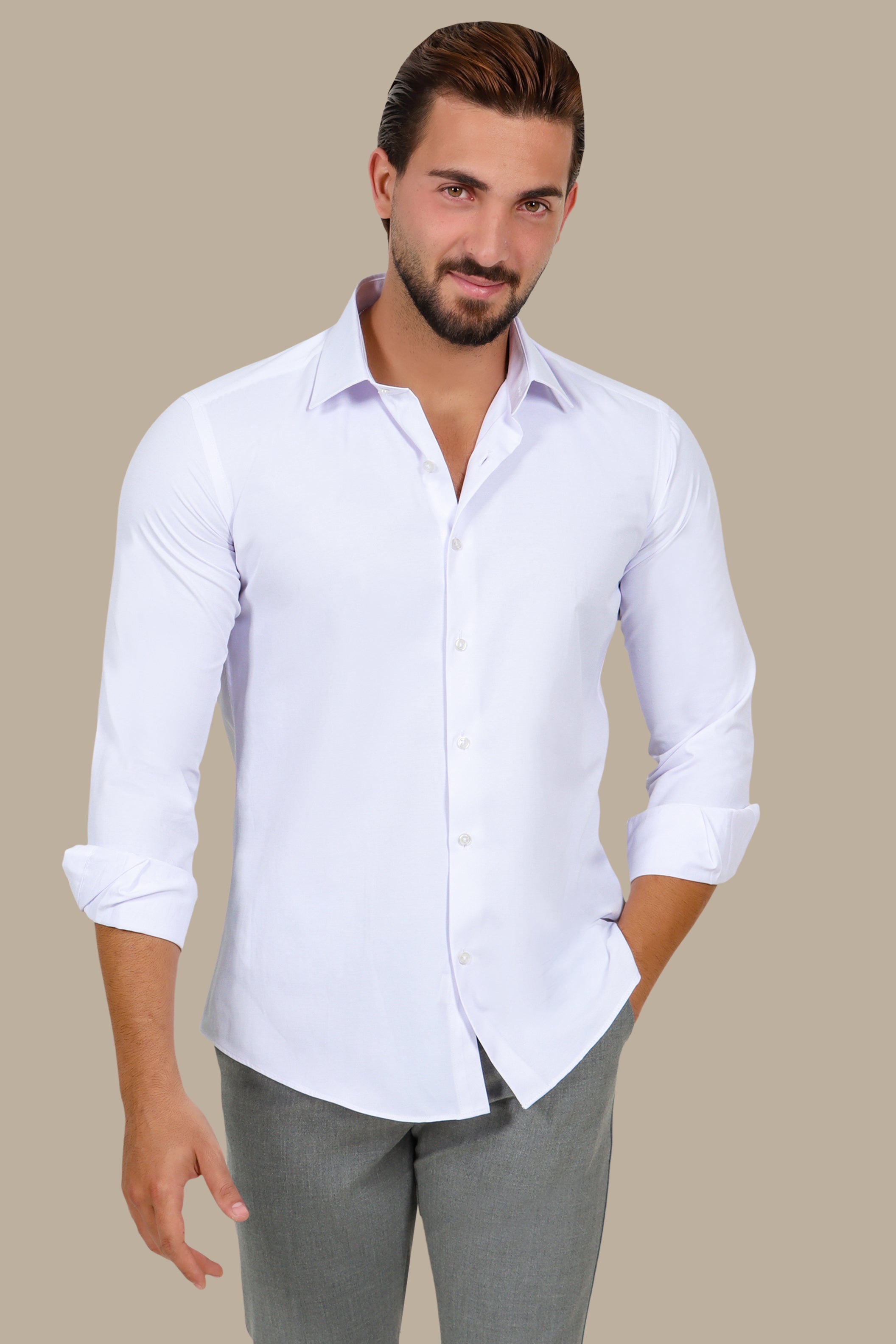 Classic Soft Satin Shirt – White