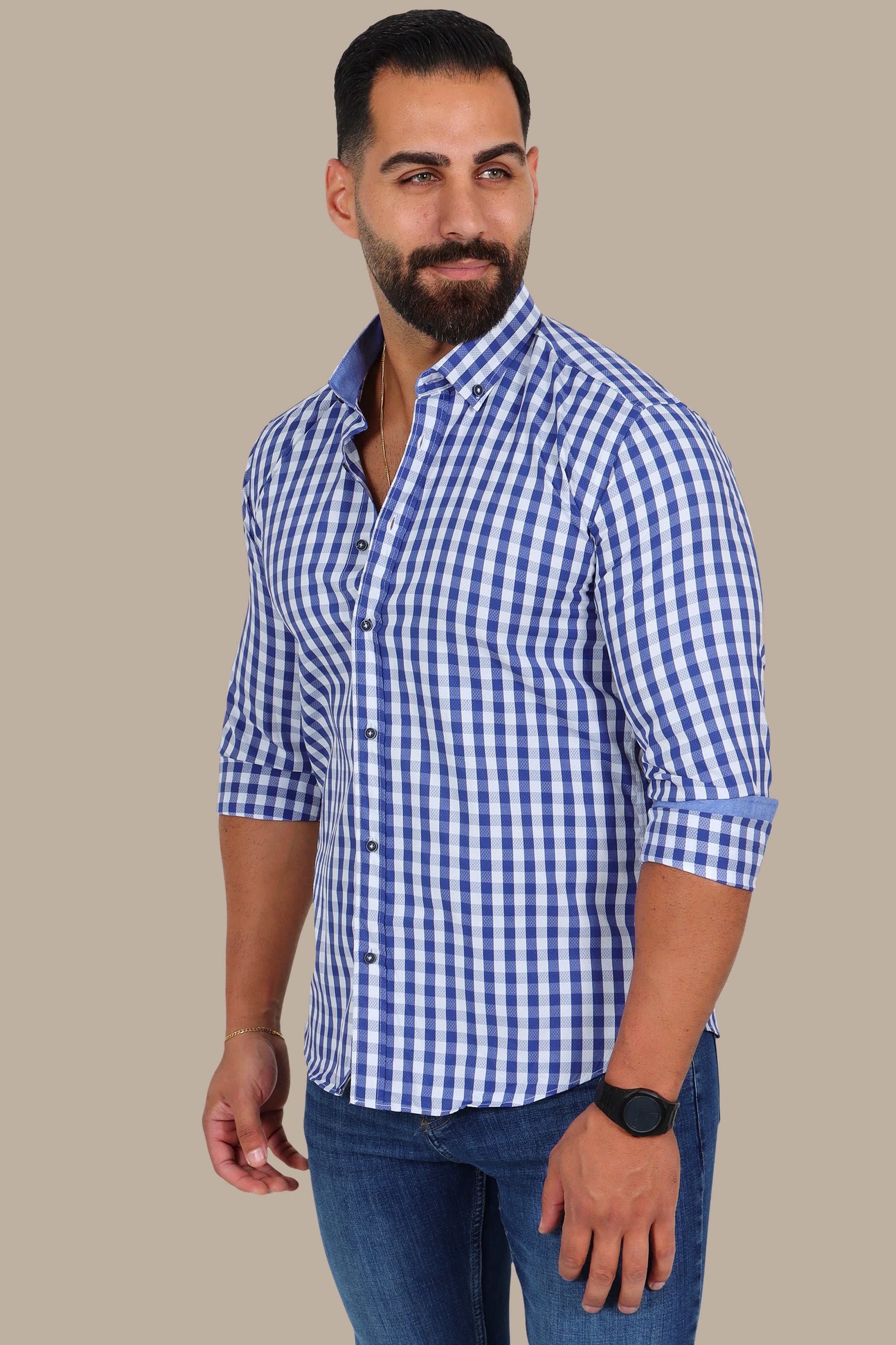 Blue Gingham Shirt – Button Down