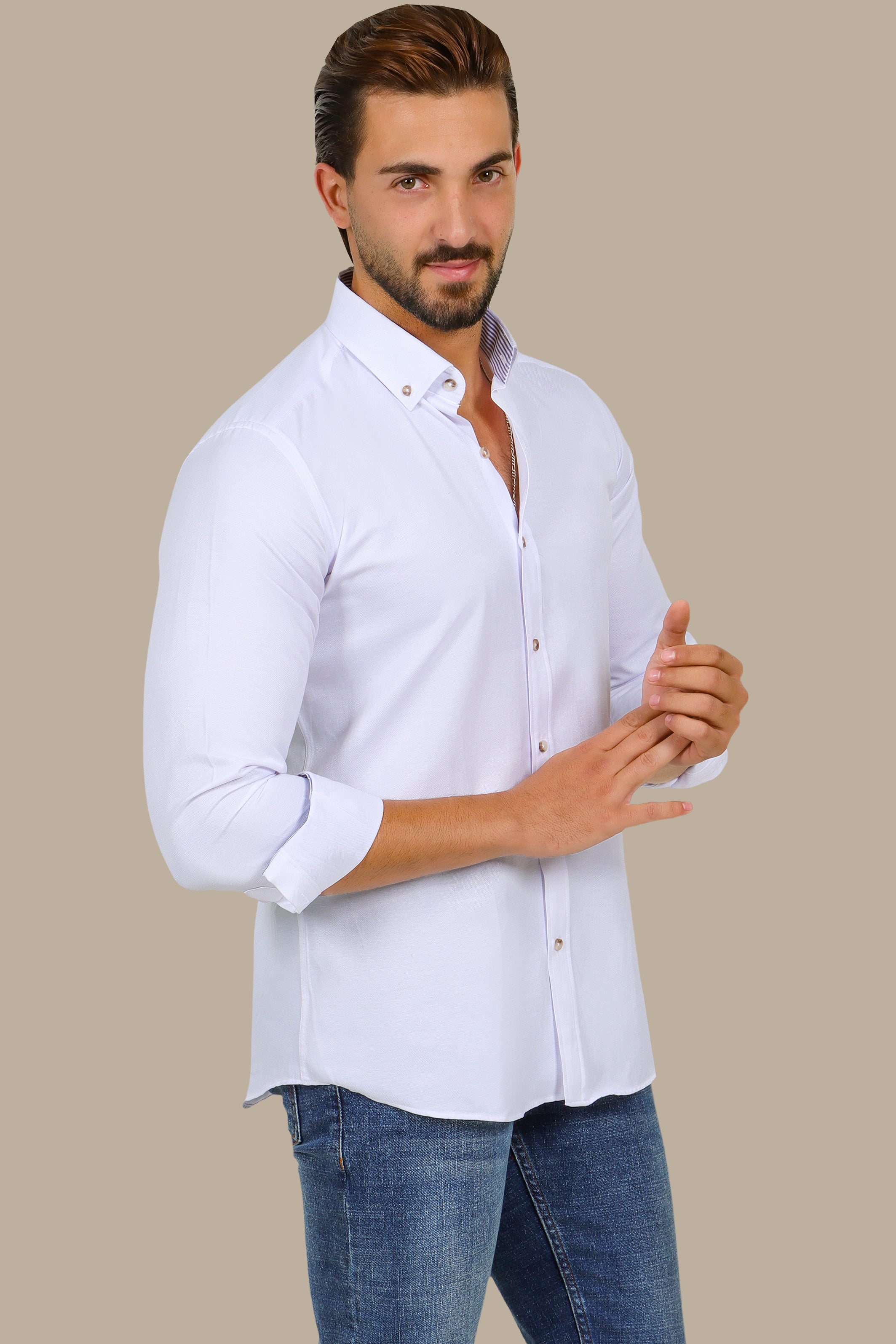 Casual Oxford Button-Down Shirt – White