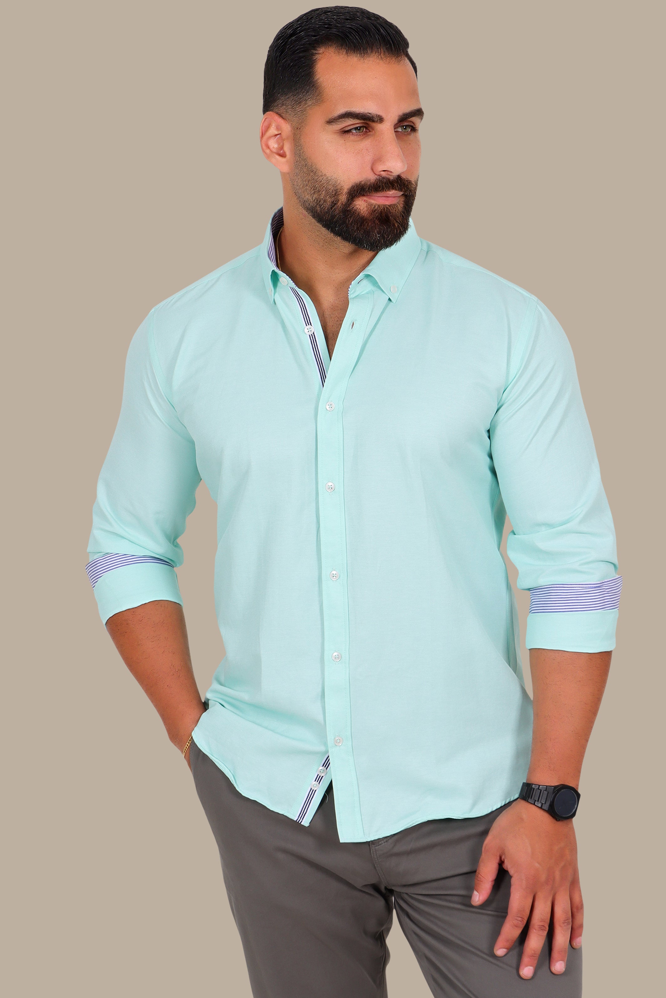 Casual Oxford Button-Down Shirt in Aqua