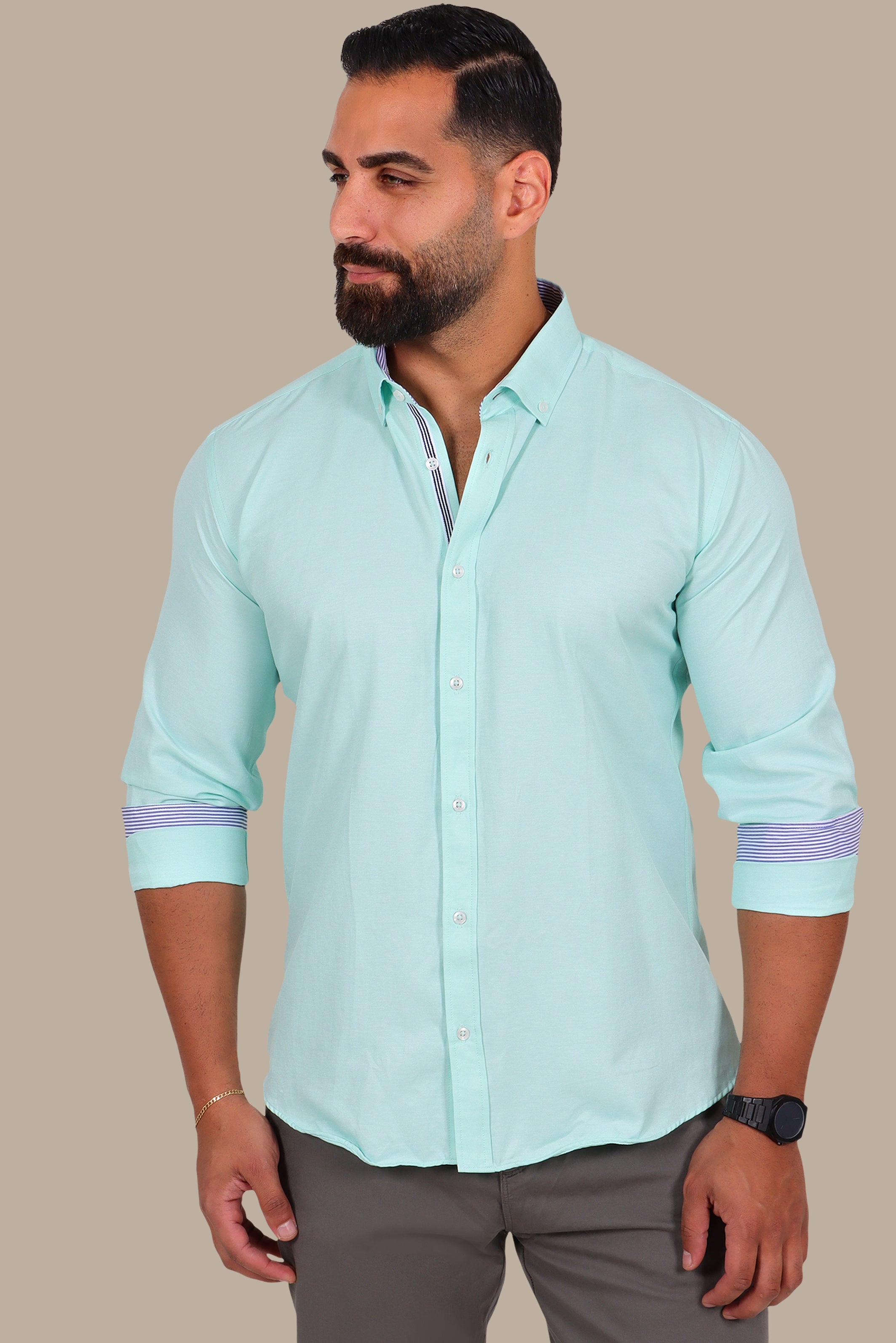 Casual Oxford Button-Down Shirt in Aqua