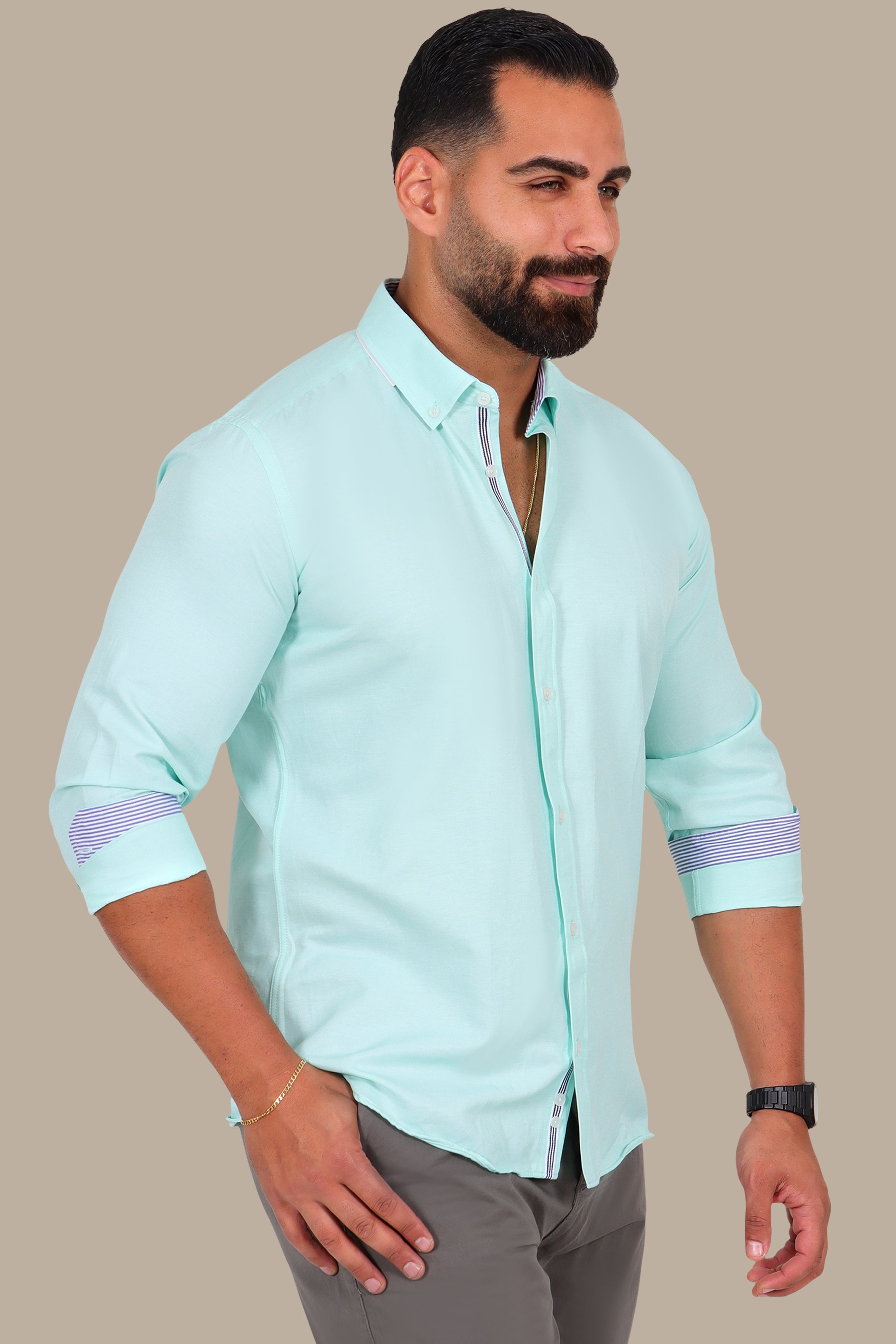 Casual Oxford Button-Down Shirt in Aqua