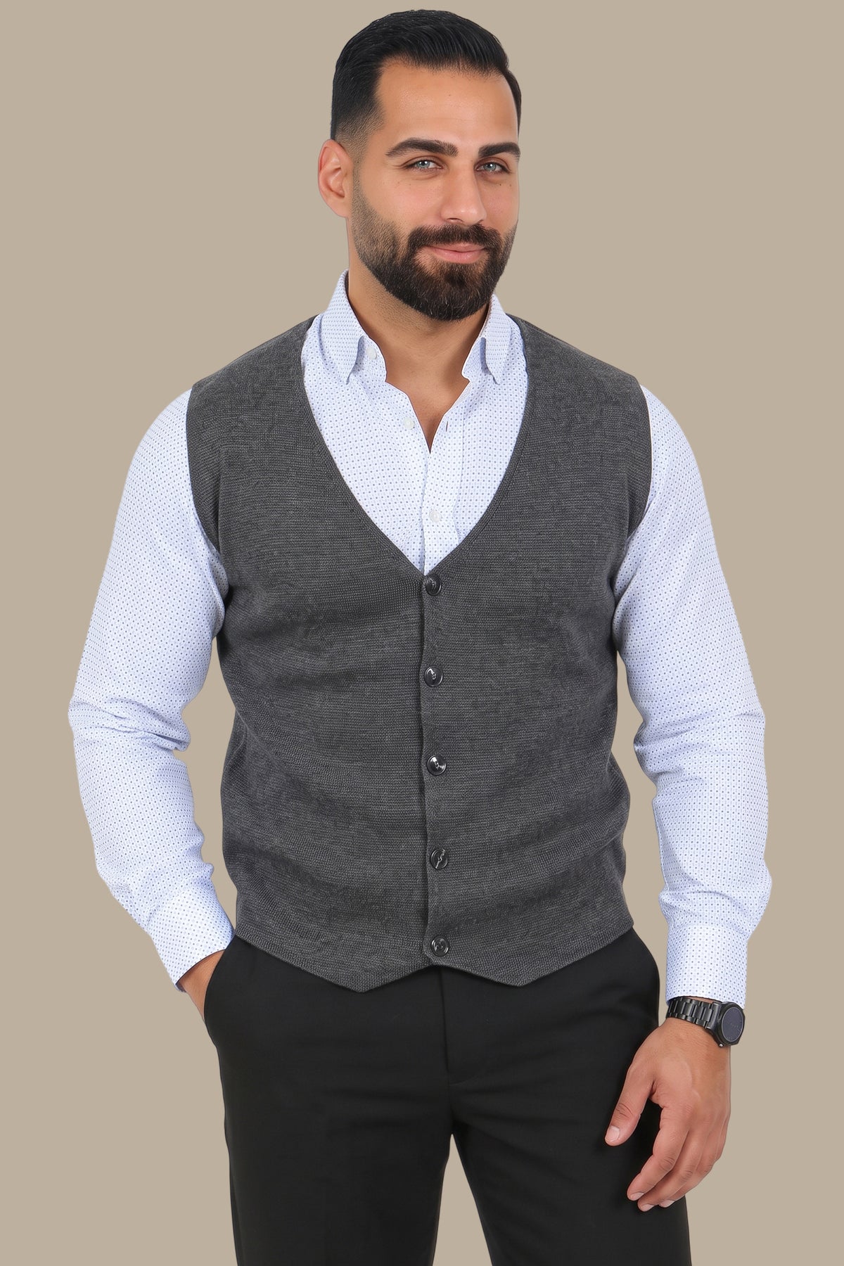 Cotton Casual Vest with 5 Buttons