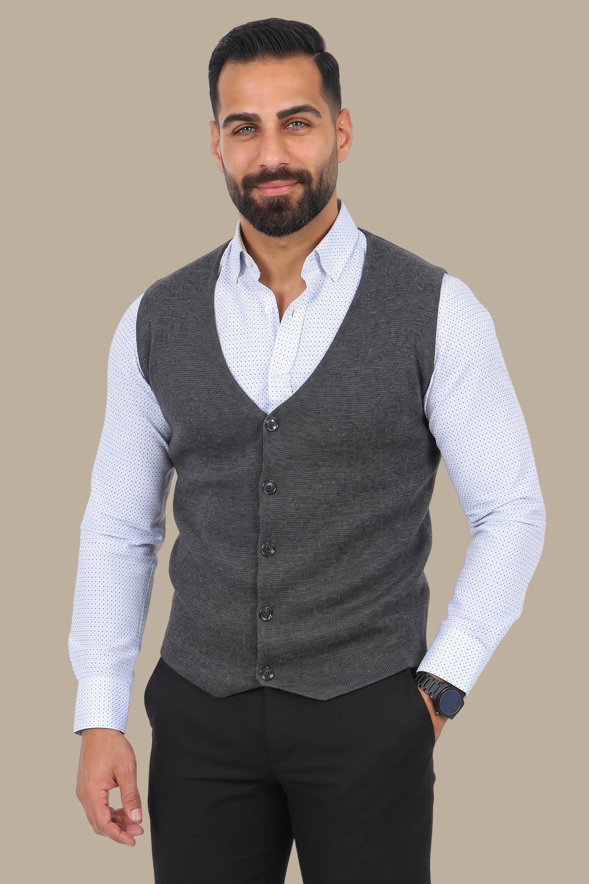 Cotton Casual Vest with 5 Buttons