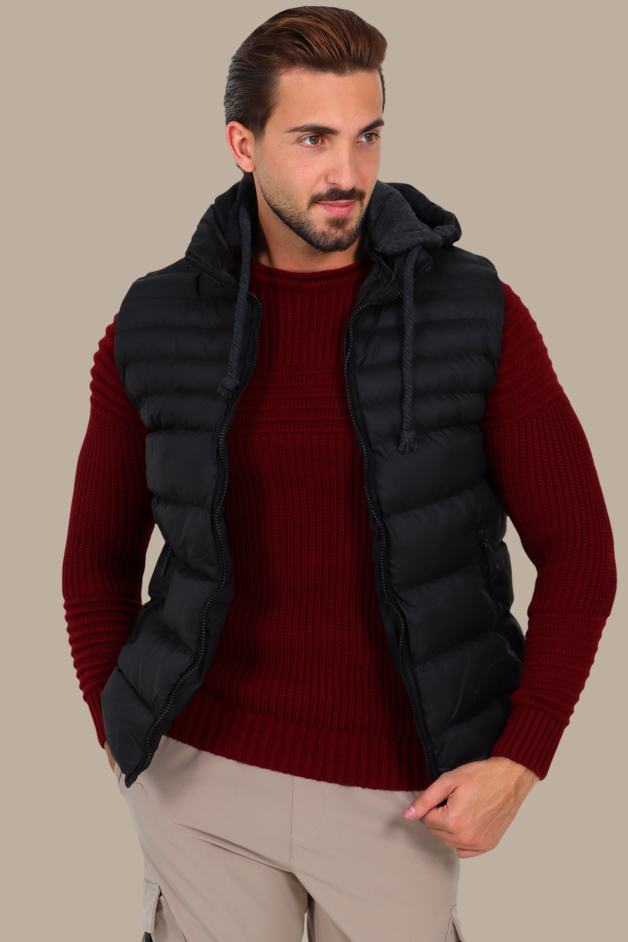 Black Basic Puffer Vest