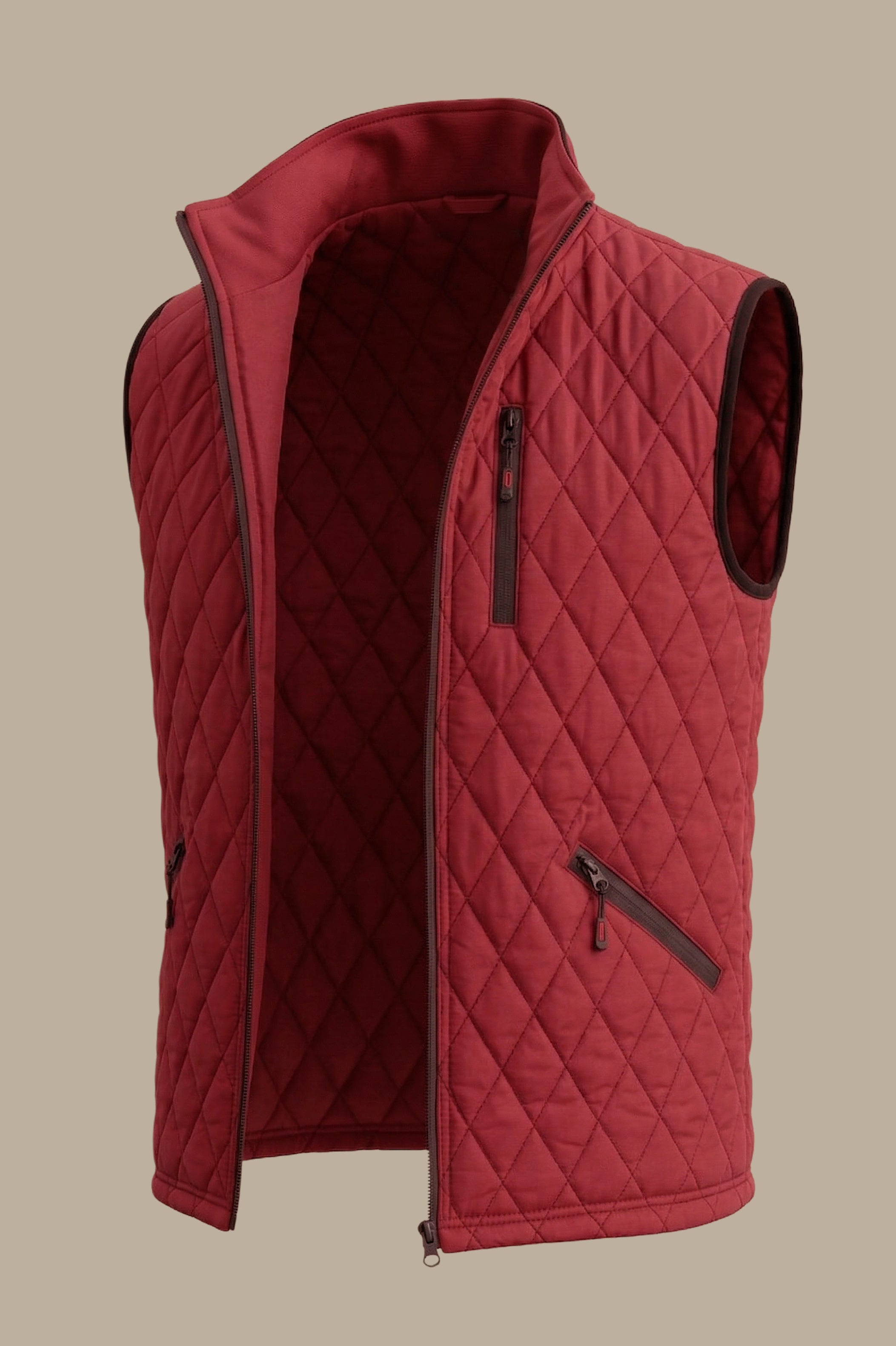 Red Quilted Classic Puffer Vest