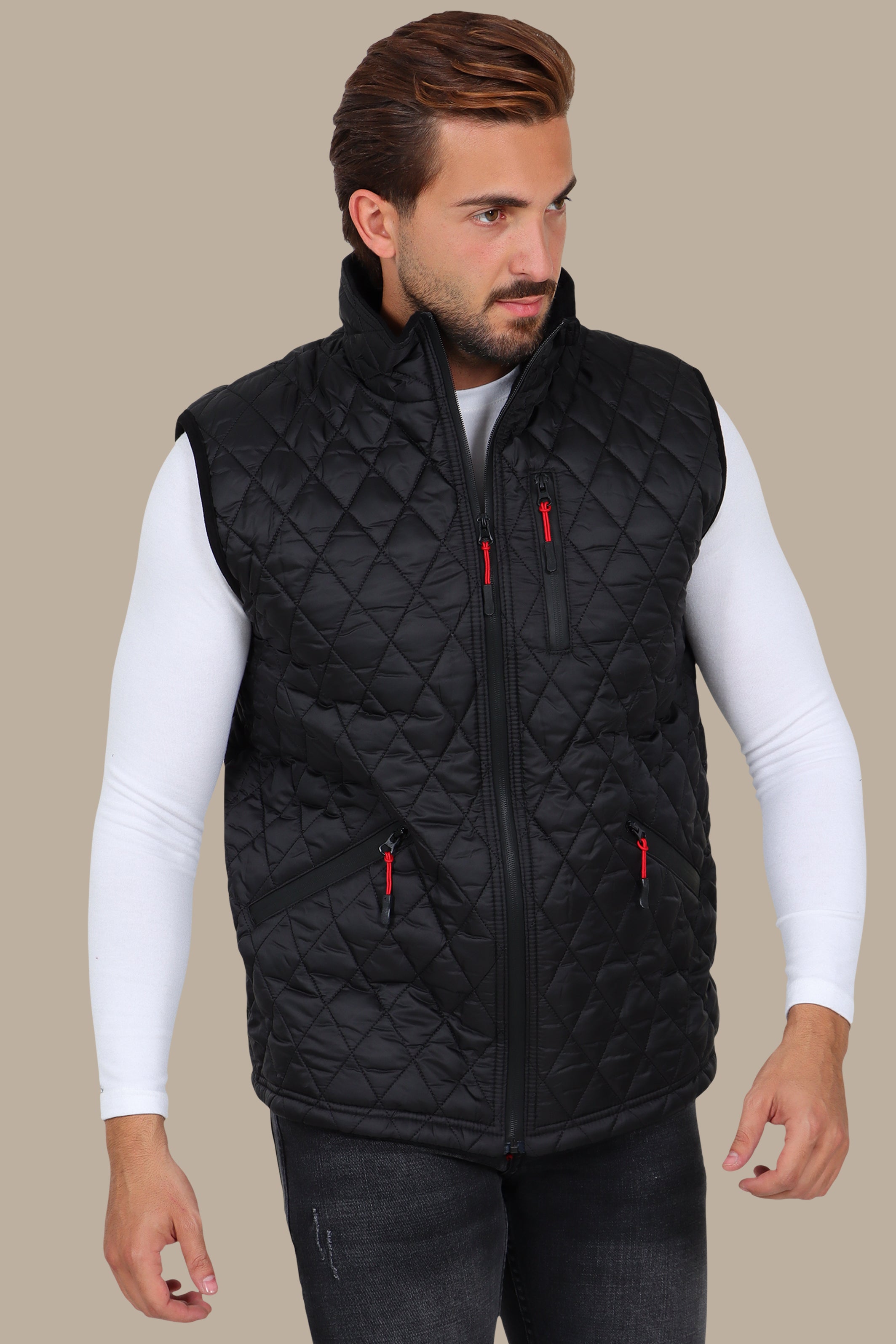 Black Quilted Classic Puffer Vest
