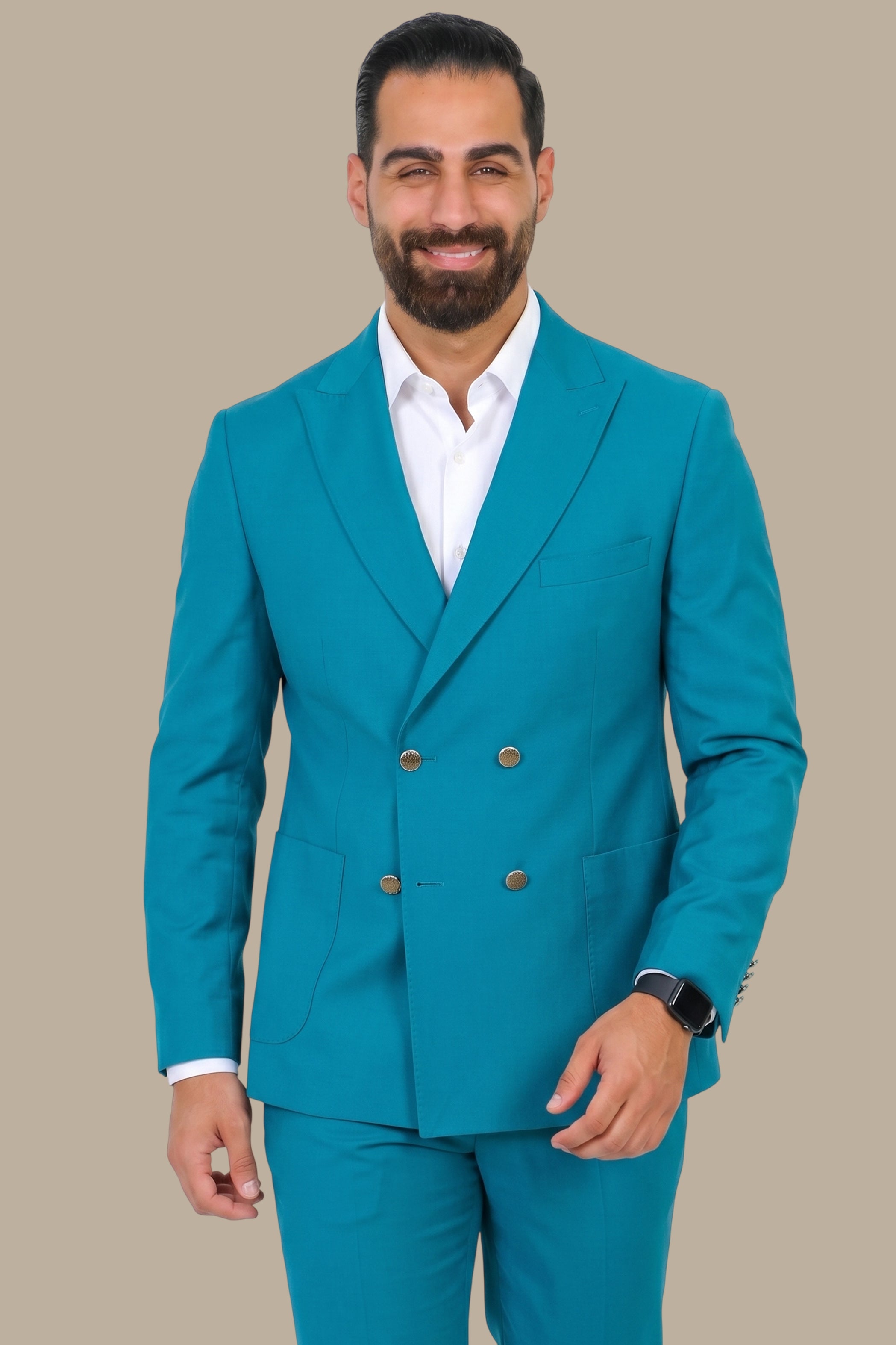 Double Breasted Suit 4 Buttons – Petrol