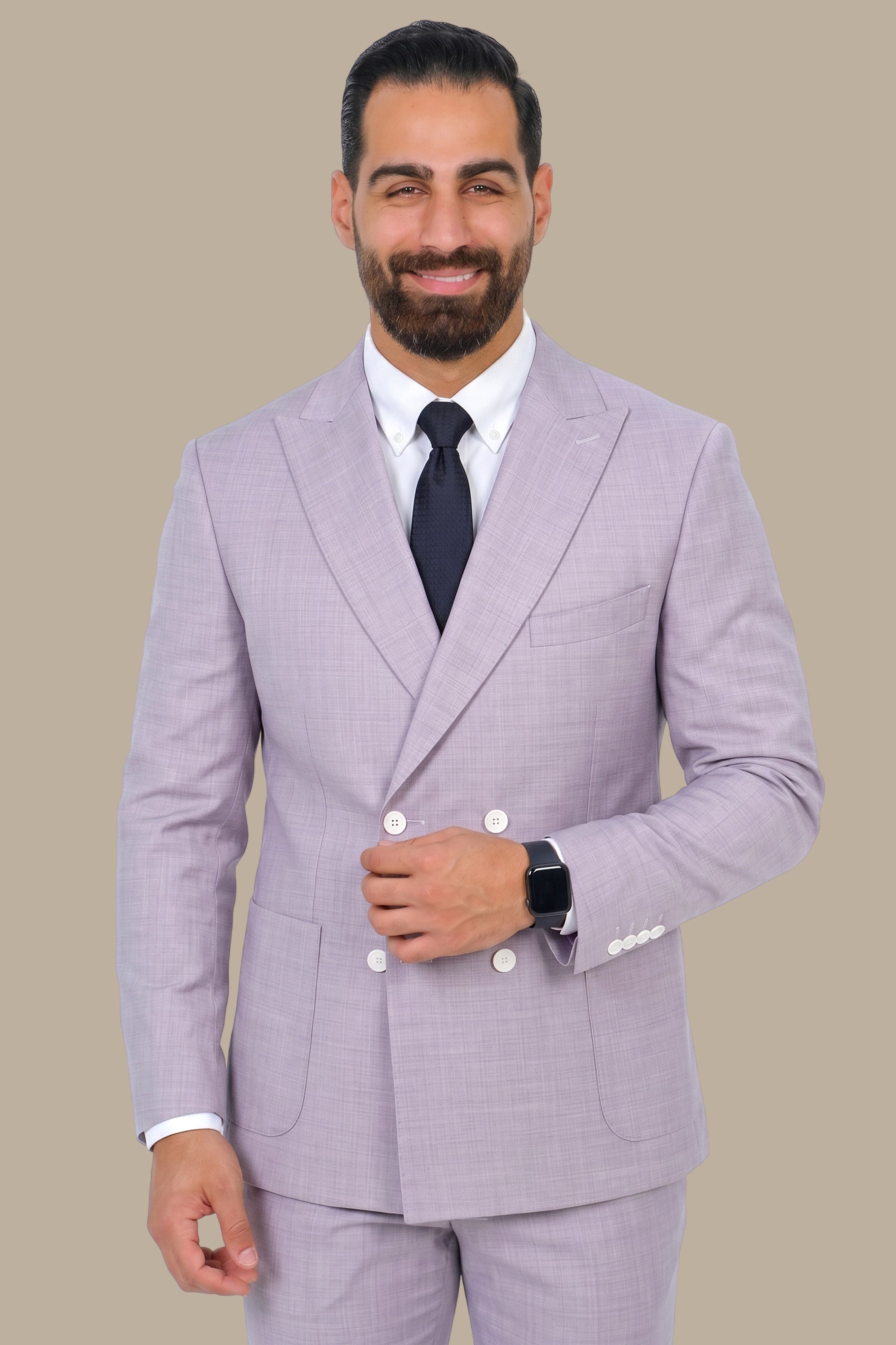 Light Purple Double-Breasted 4-Button Suit