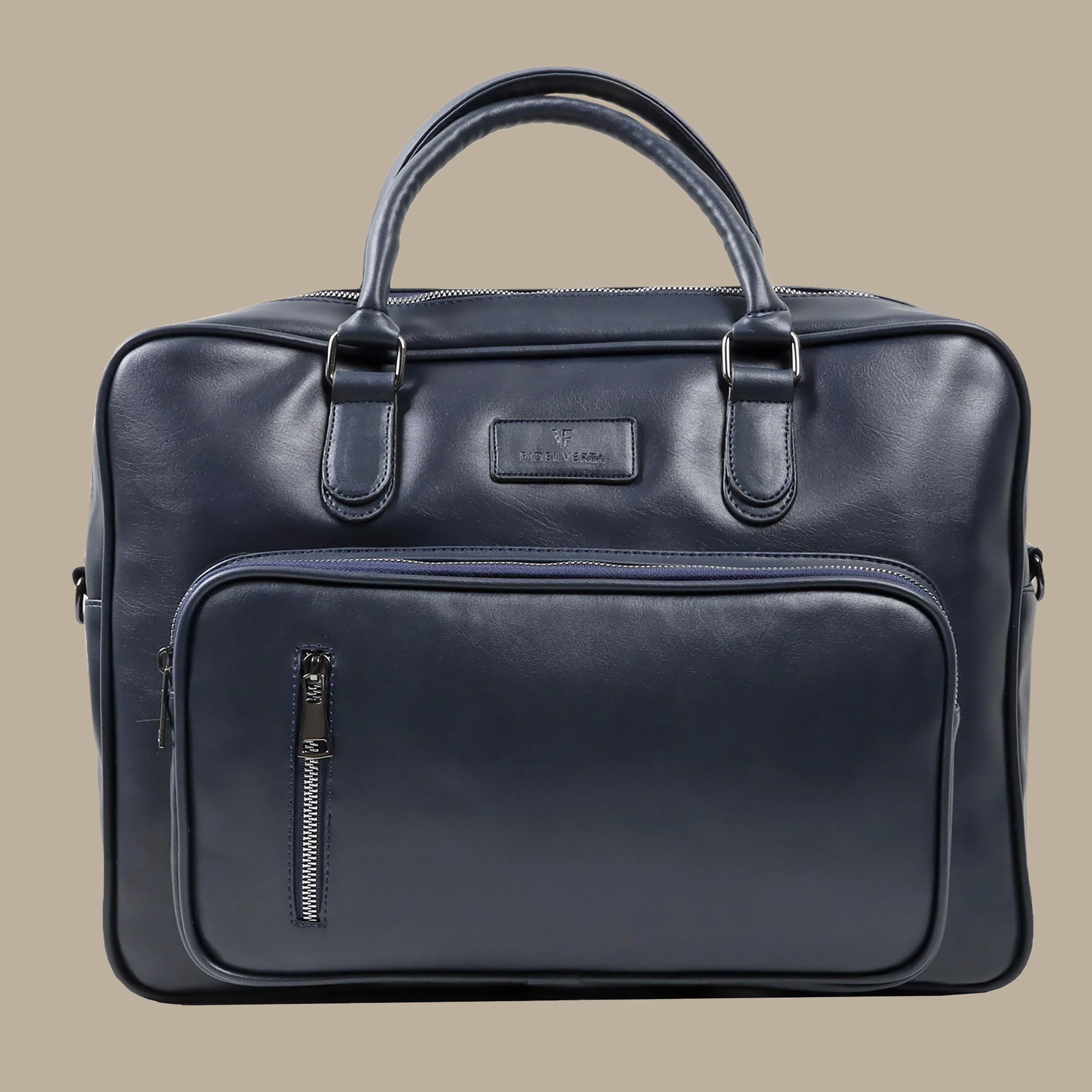 Refined Navy Leather Laptop Bag
