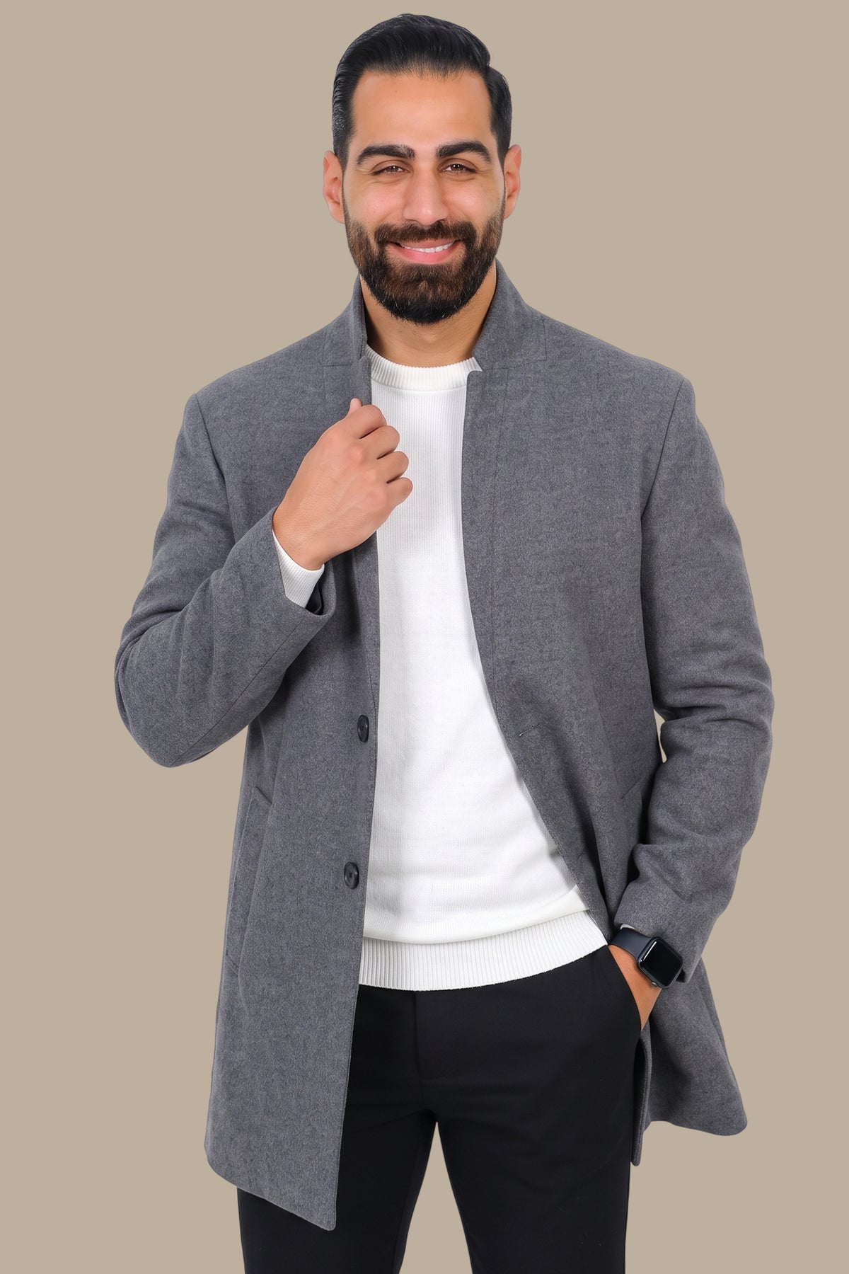 Basic Coat with Mao Collar