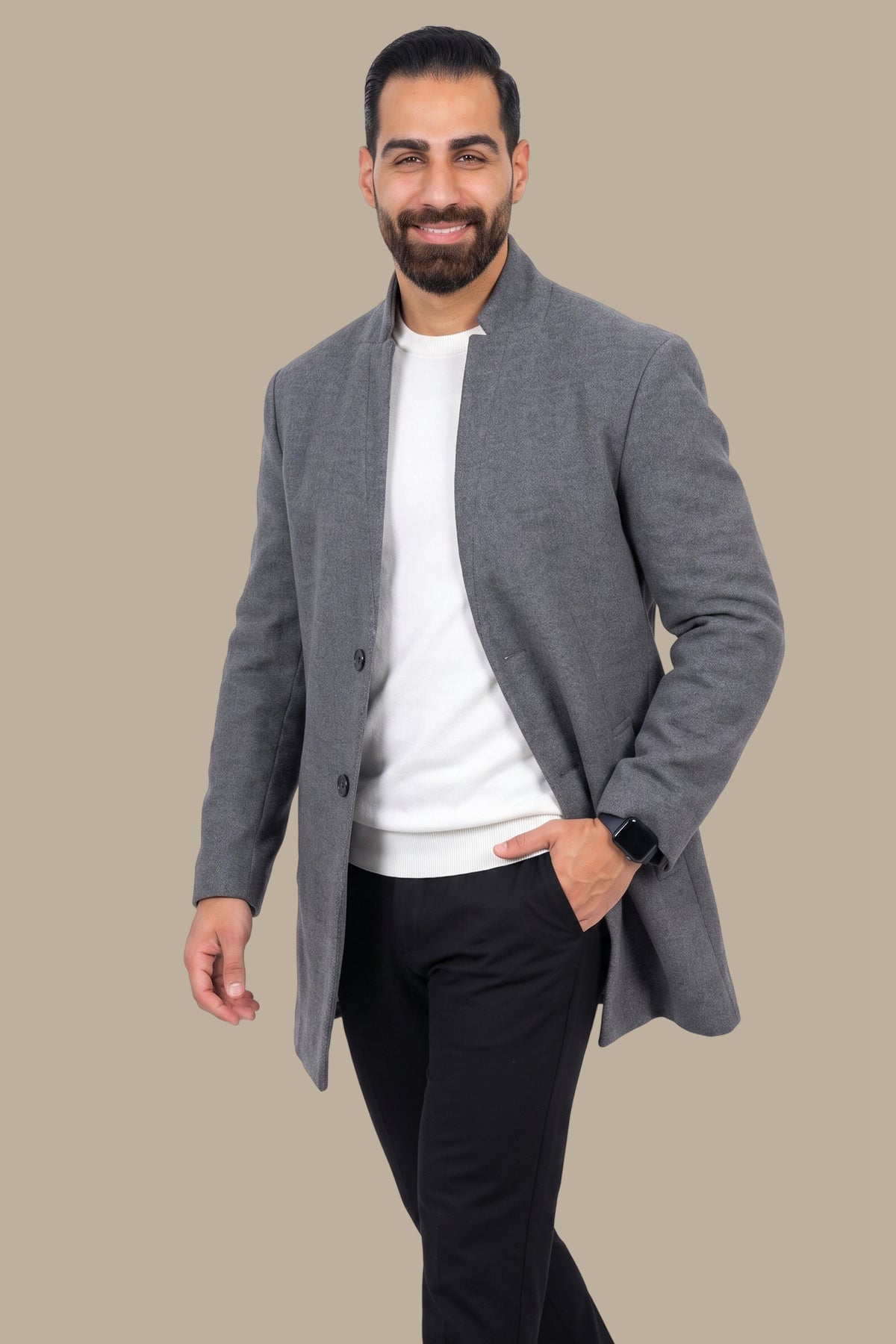 Basic Coat with Mao Collar