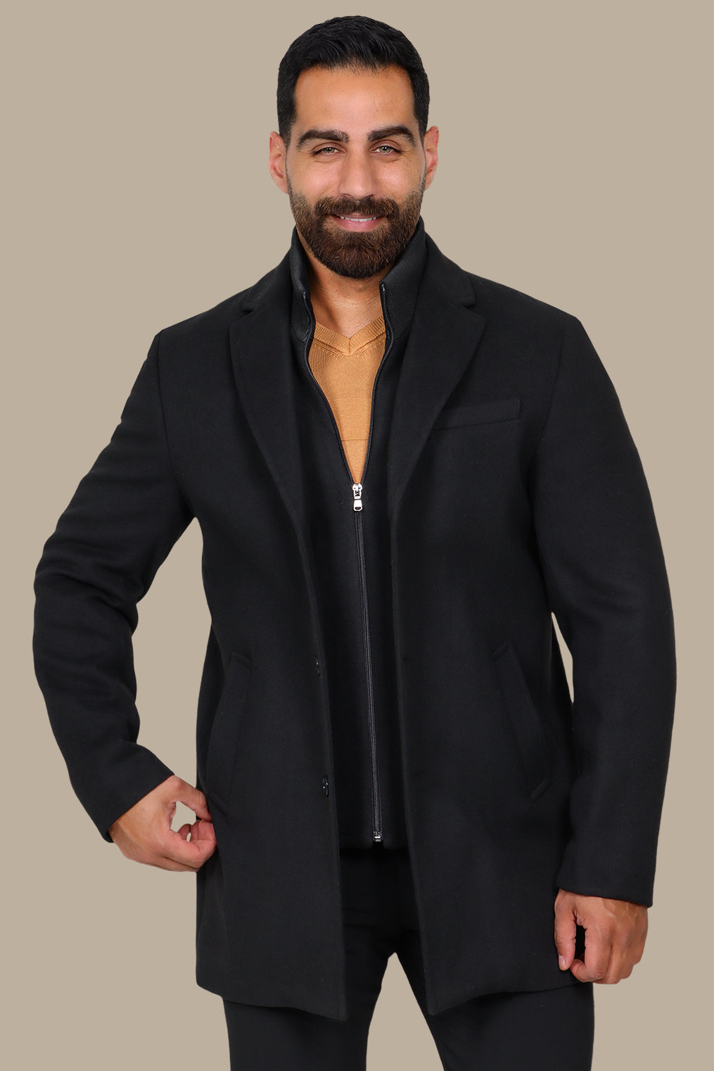 Black Beauty: The Notch Detachable Coat in Timeless Elegance