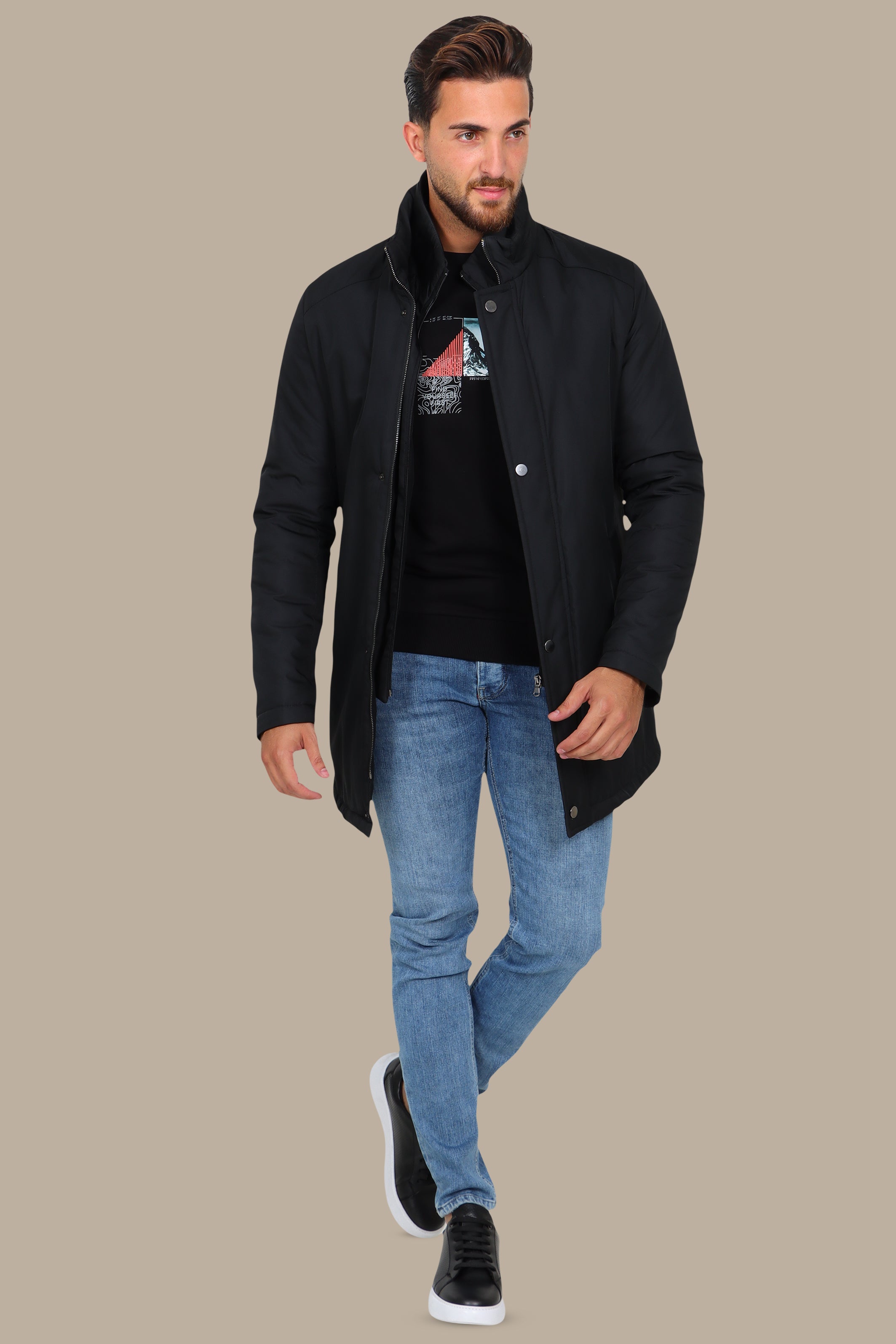 Black Beauty: Parka Perfection with Detachable Collar