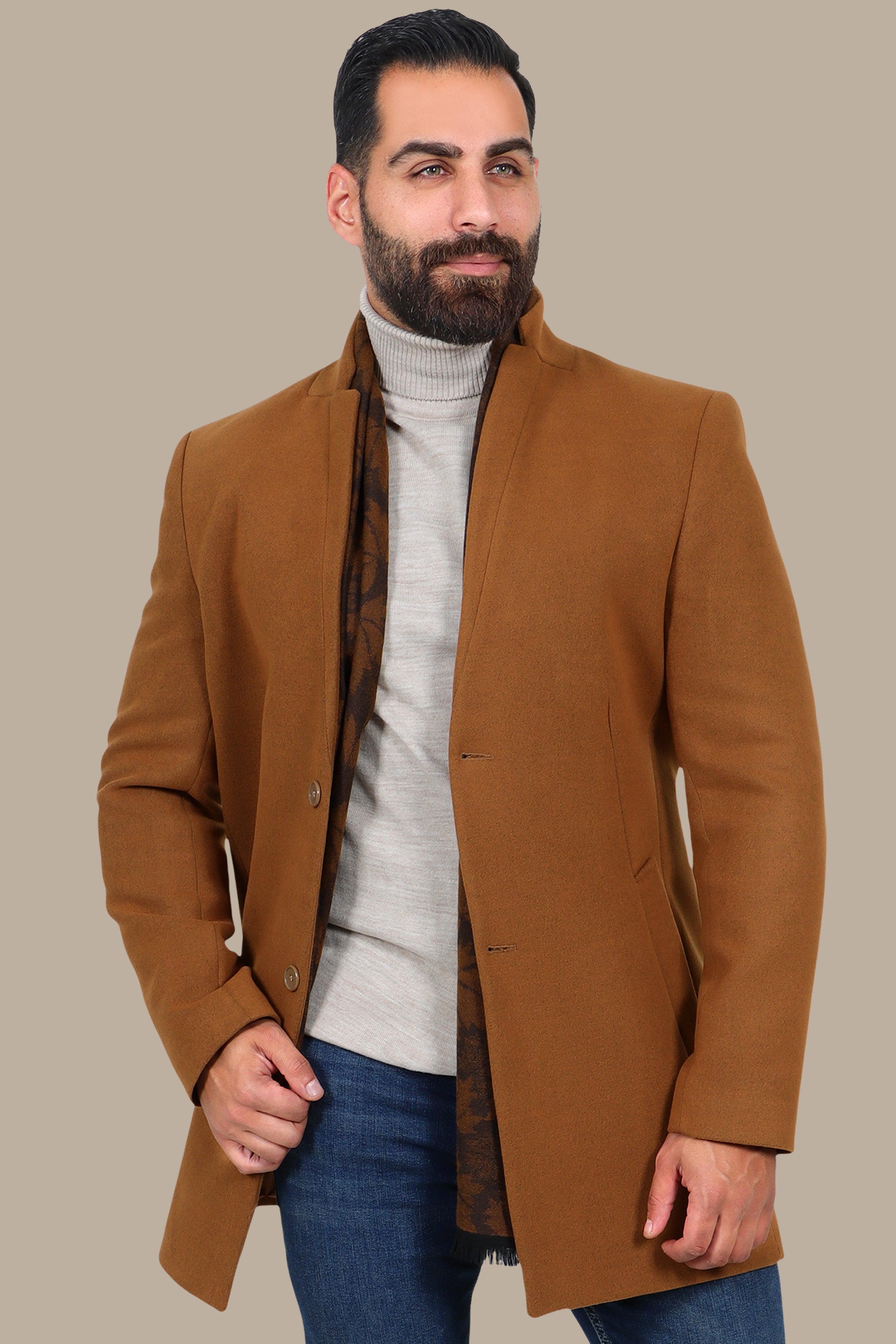 Timeless Elegance: Havane Mao Collar Coat