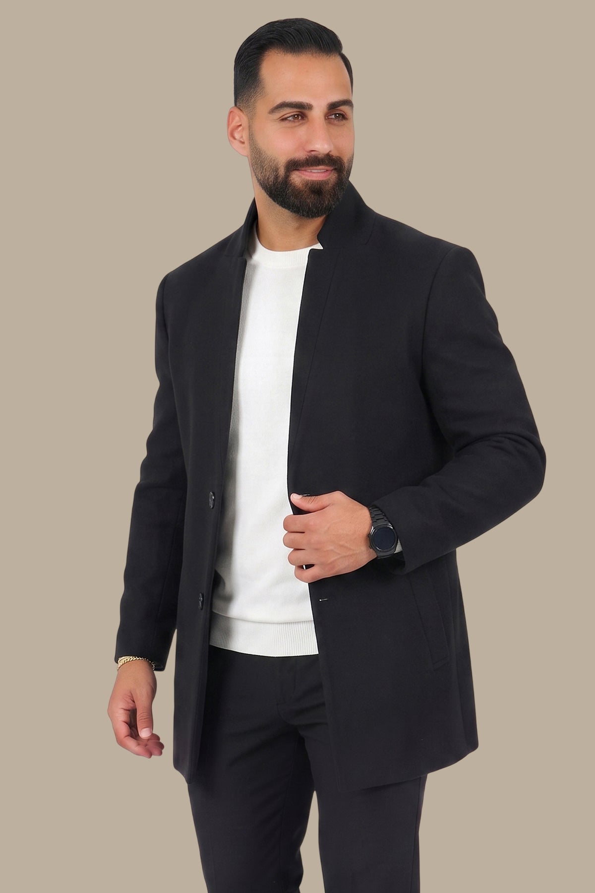 Black Coat with Mao Collar