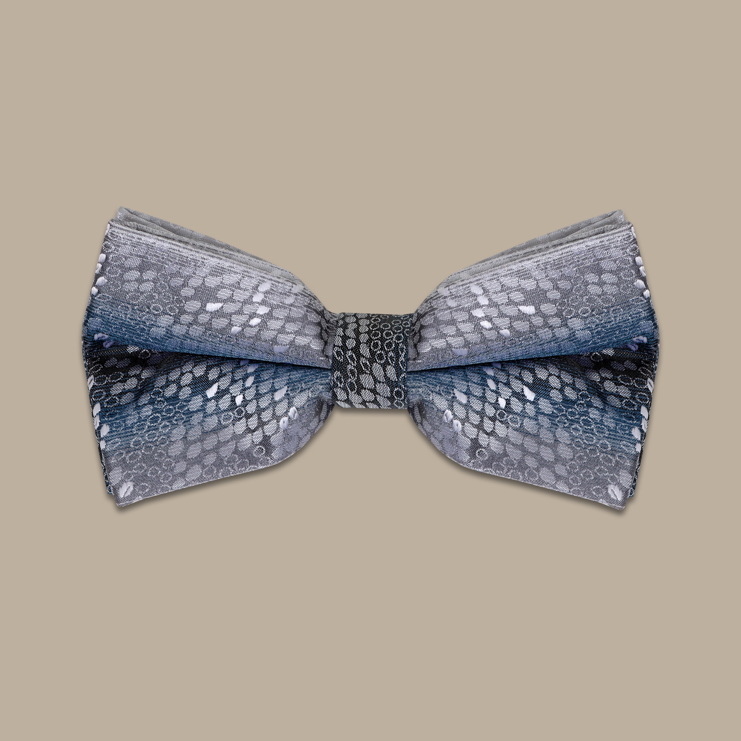 Serpentine Elegance: Silver Snake Print Bowtie