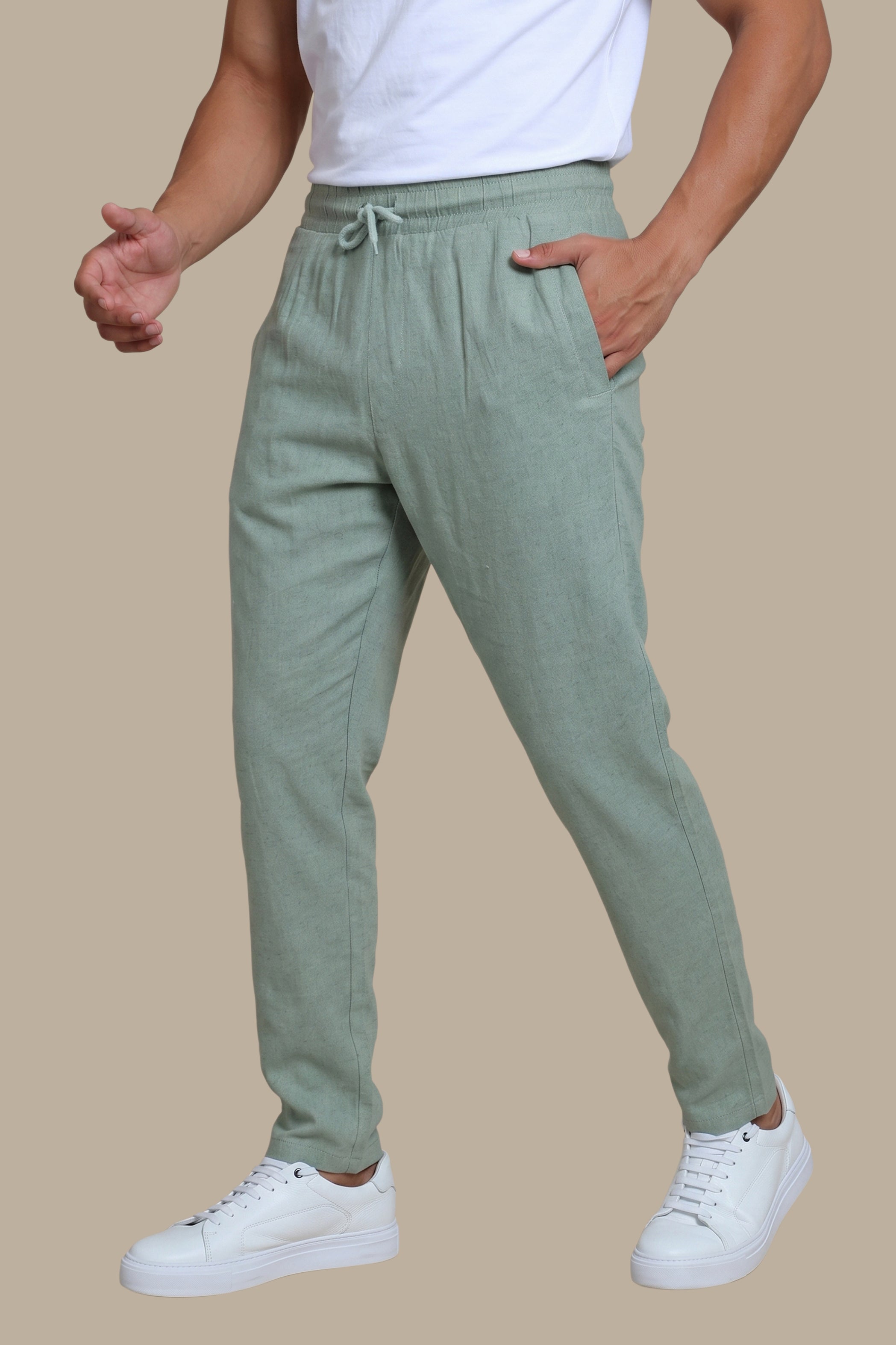 Pant Linen Elastic Waist | Olive