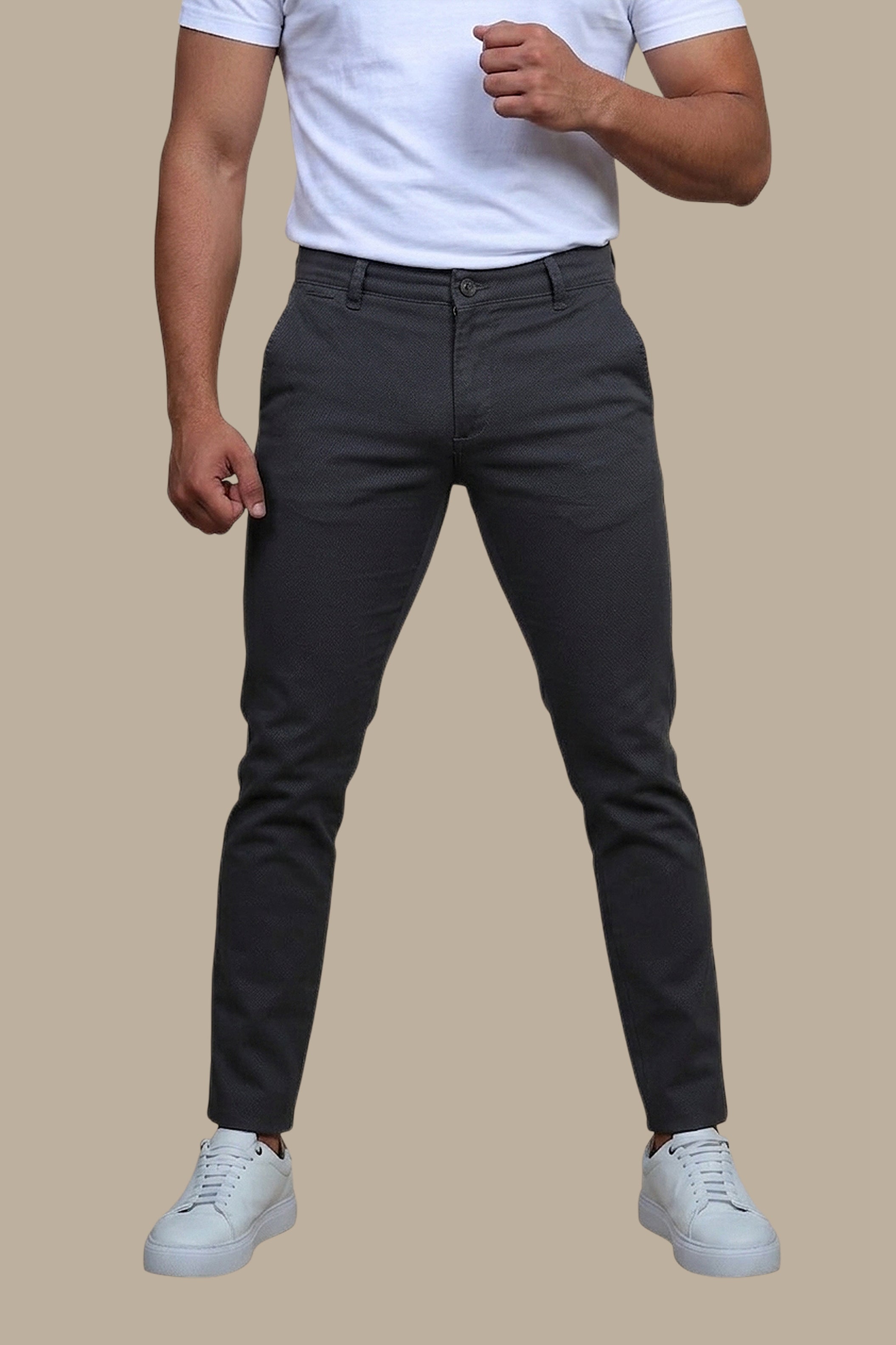Dark Grey Chino Oxford: Slim Fit