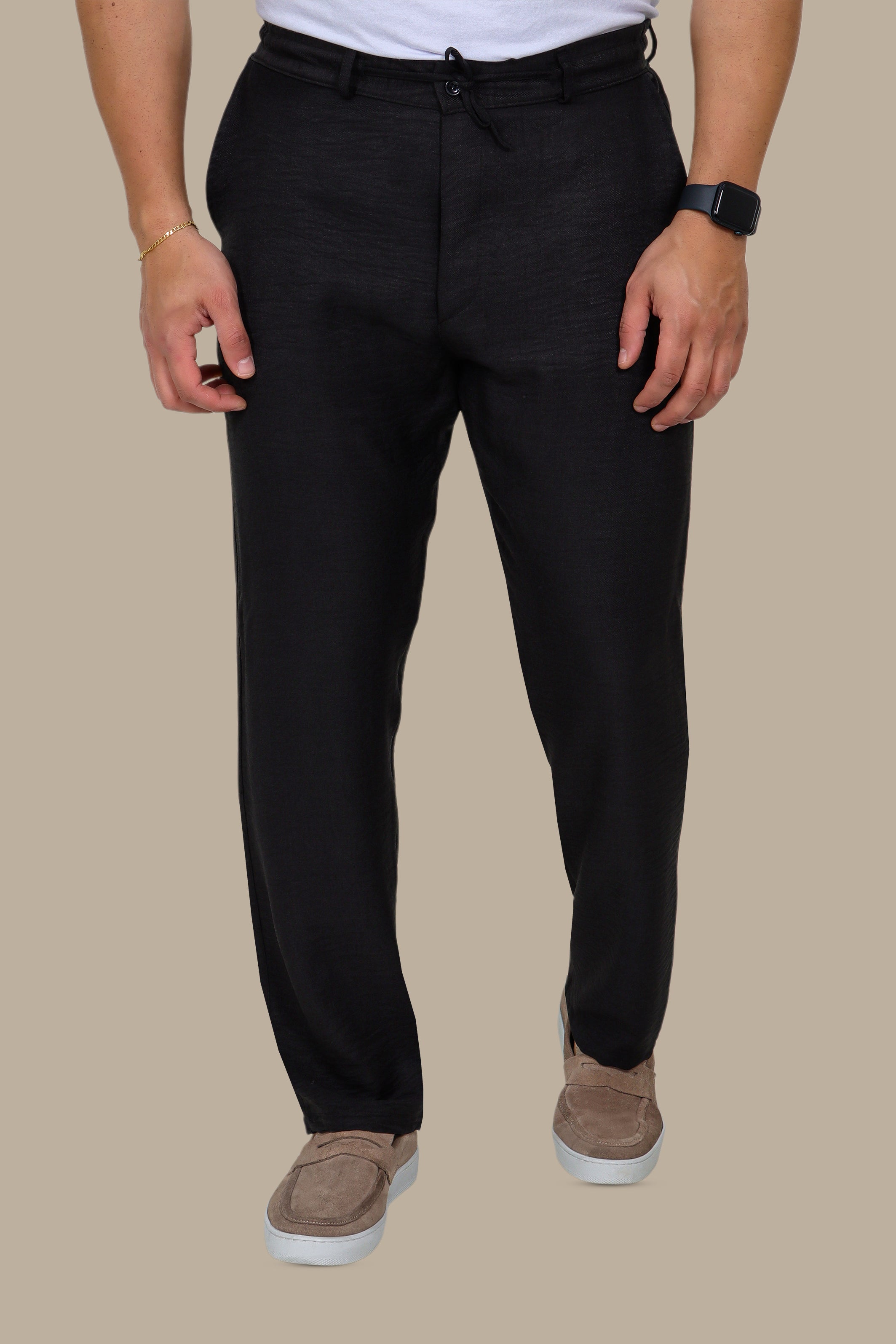Essential Comfort: Basic Linen Pants in Black