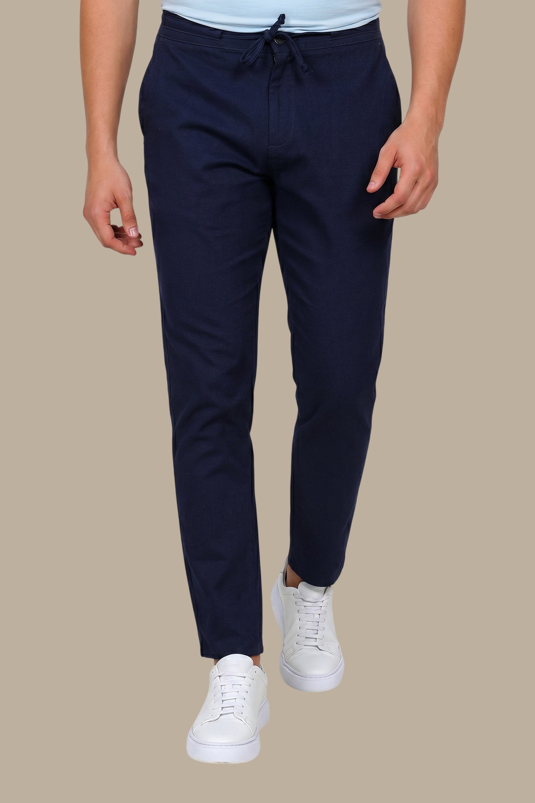 Navy Linen Fil A Fil Pants