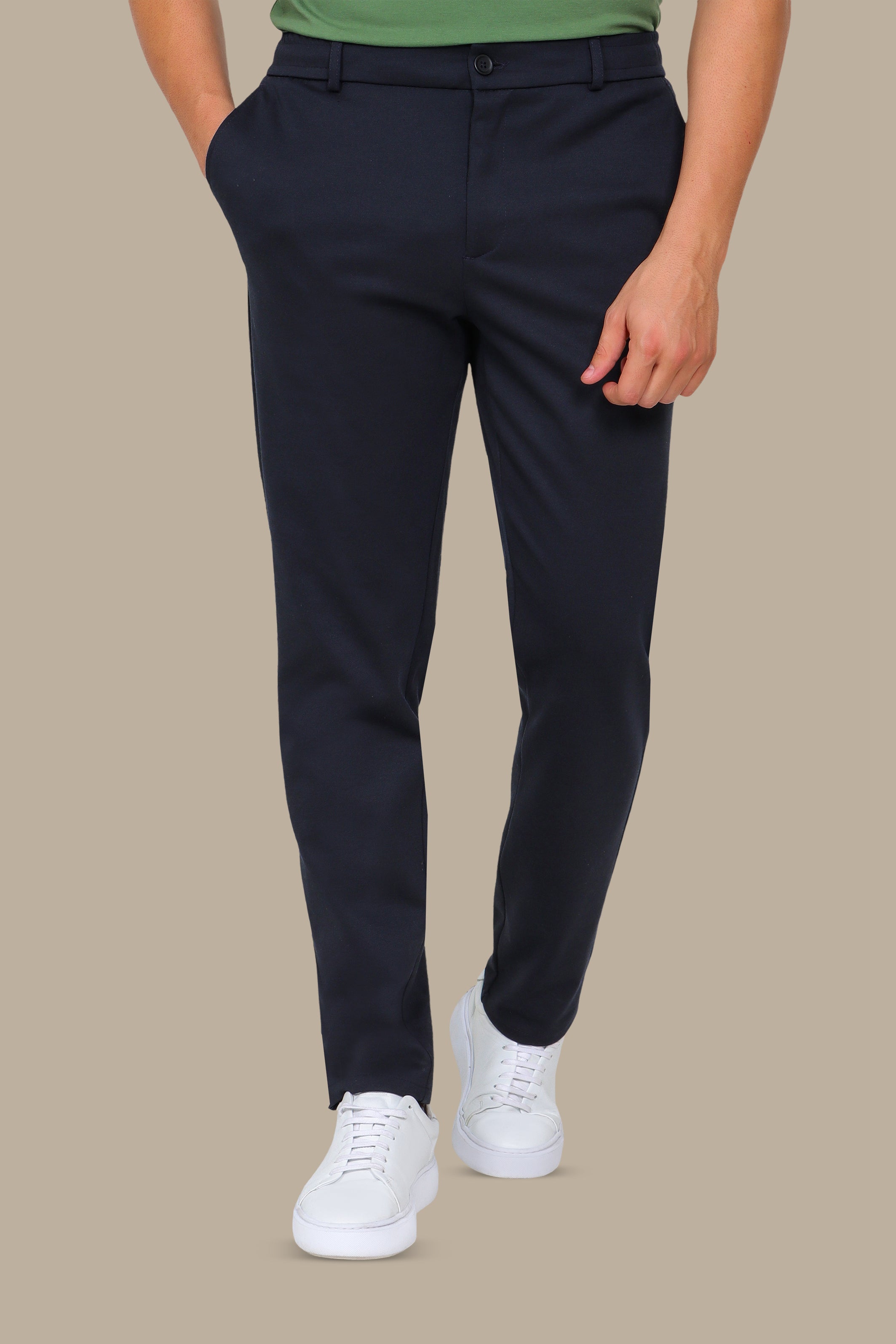 Navy Basic Jogger Pants with Ribbon