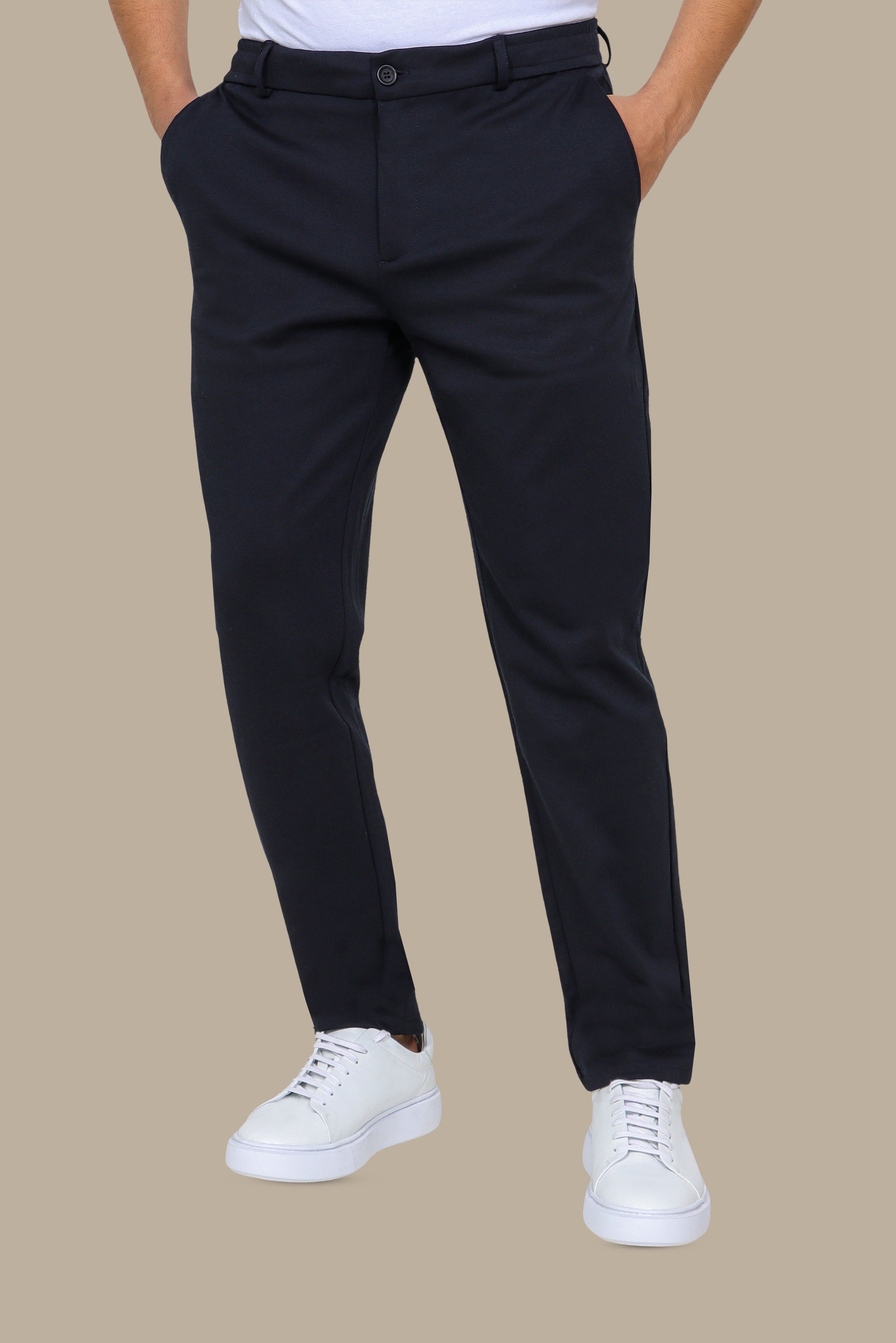 Navy Basic Jogger Pants with Ribbon